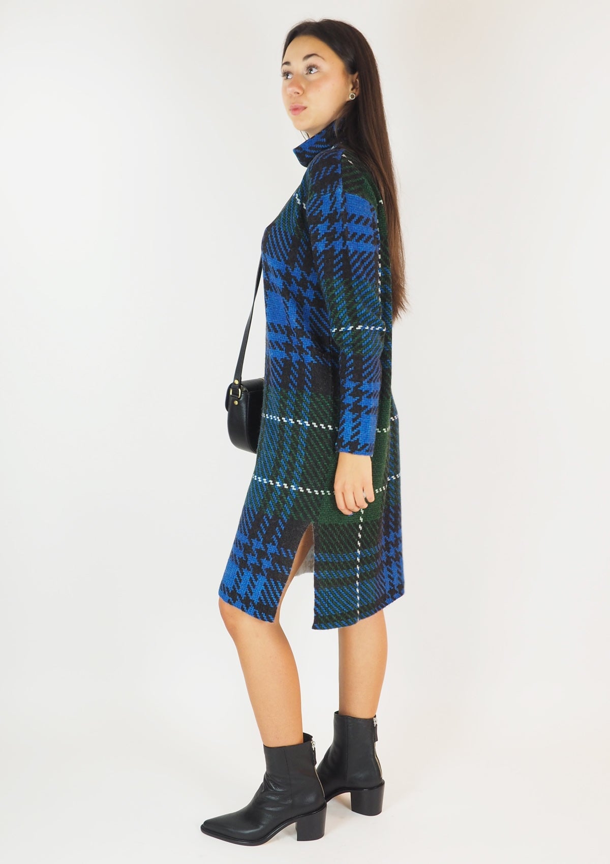 Damen Kleid aus feiner Merino Wolle in Grün & Blau Damen Kleid in bed with you