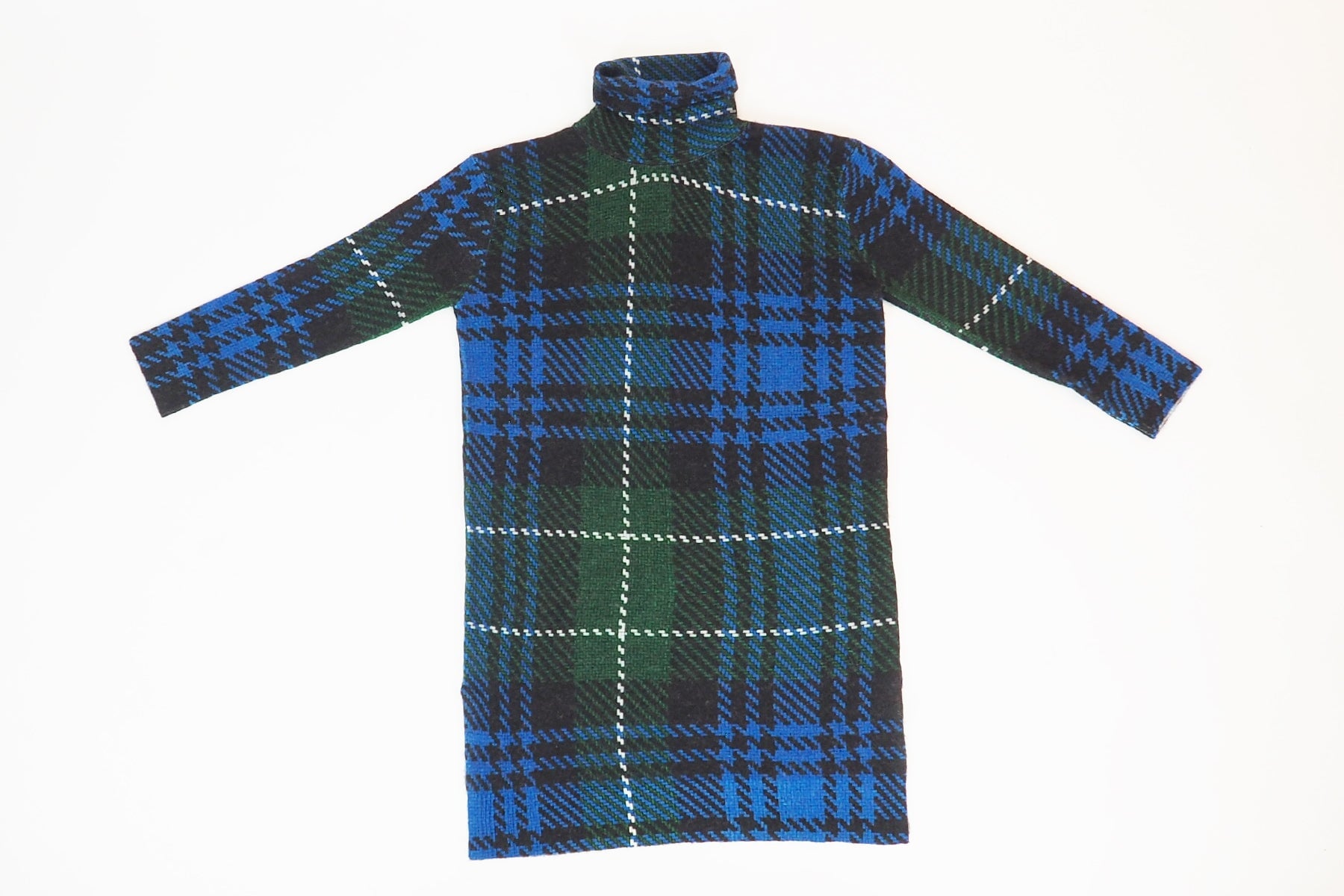 Damen Kleid aus feiner Merino Wolle in Grün & Blau Damen Kleid in bed with you