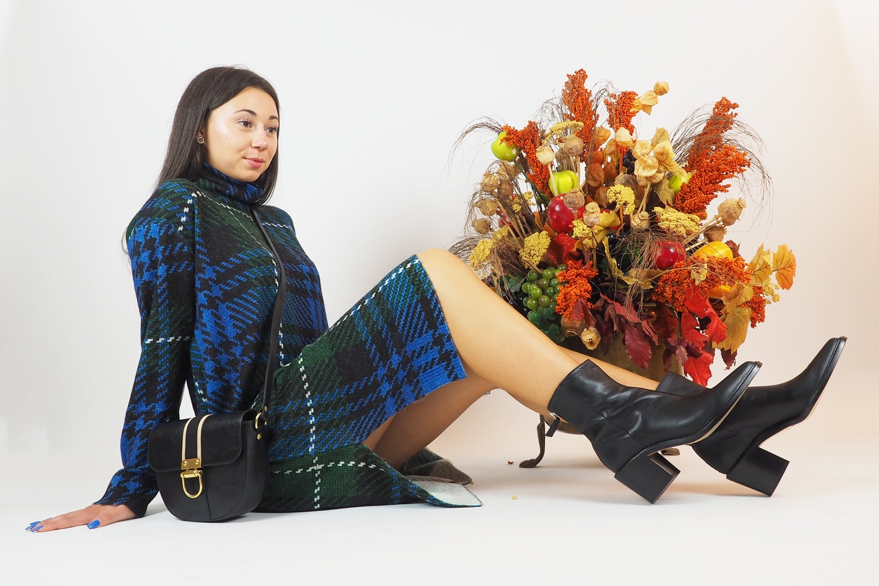 Damen Kleid aus feiner Merino Wolle in Grün & Blau Damen Kleid in bed with you