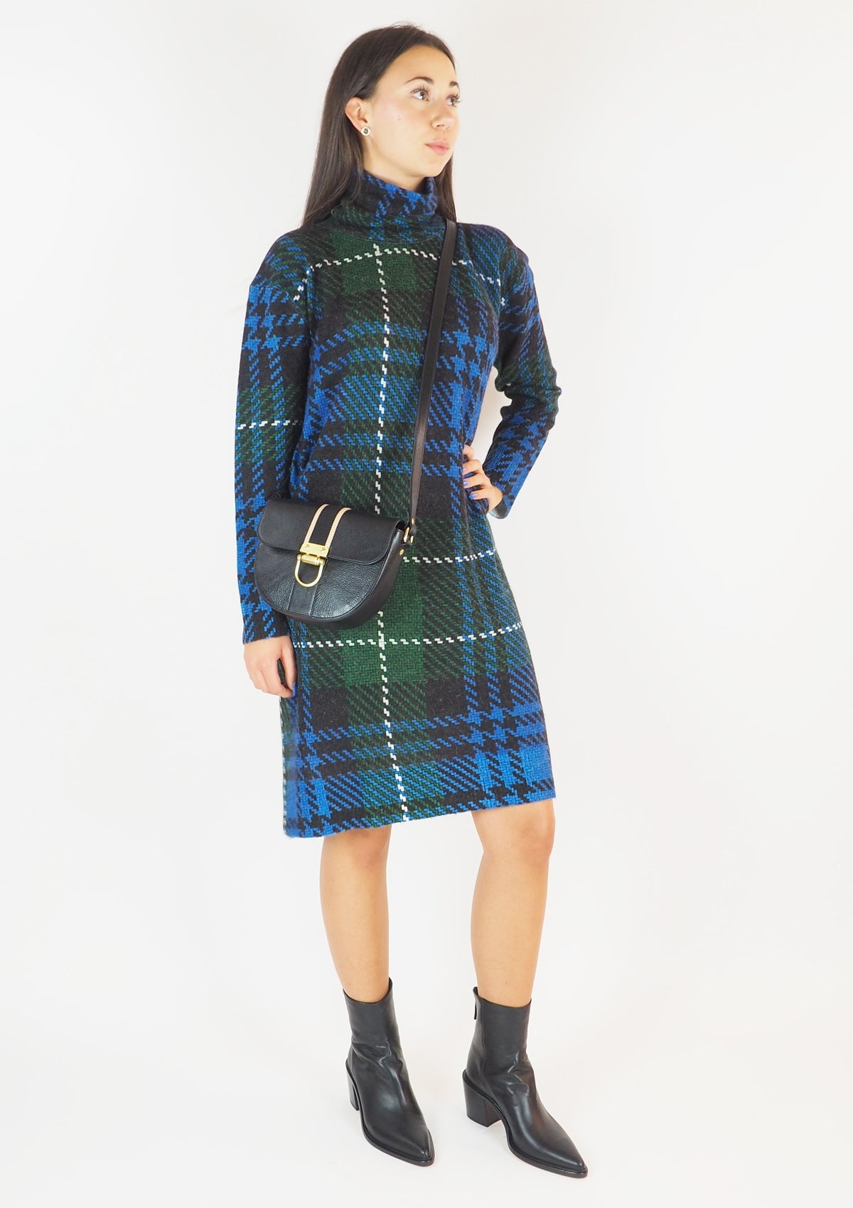 Damen Kleid aus feiner Merino Wolle in Grün & Blau Damen Kleid in bed with you