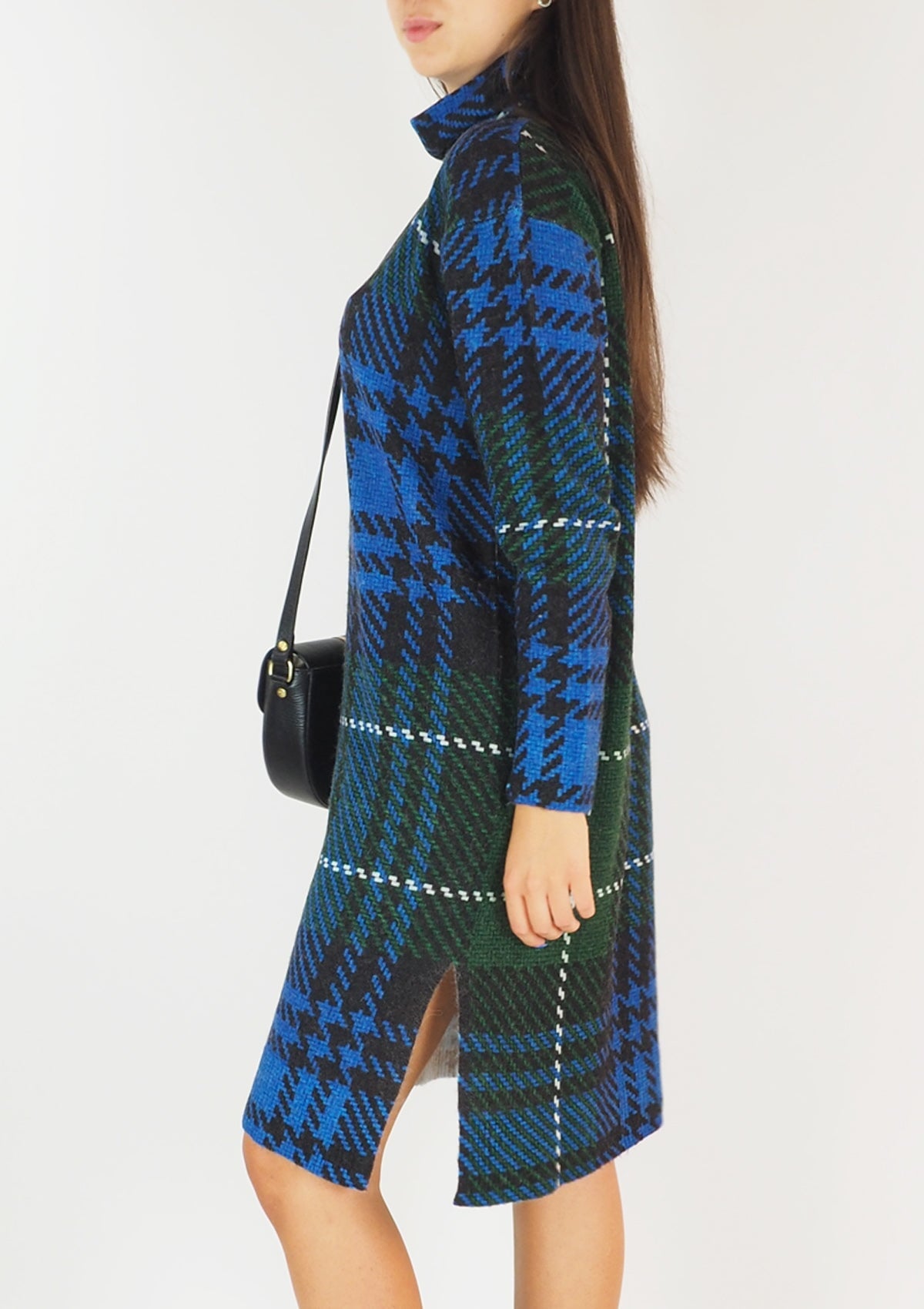 Damen Kleid aus feiner Merino Wolle in Grün & Blau Damen Kleid in bed with you