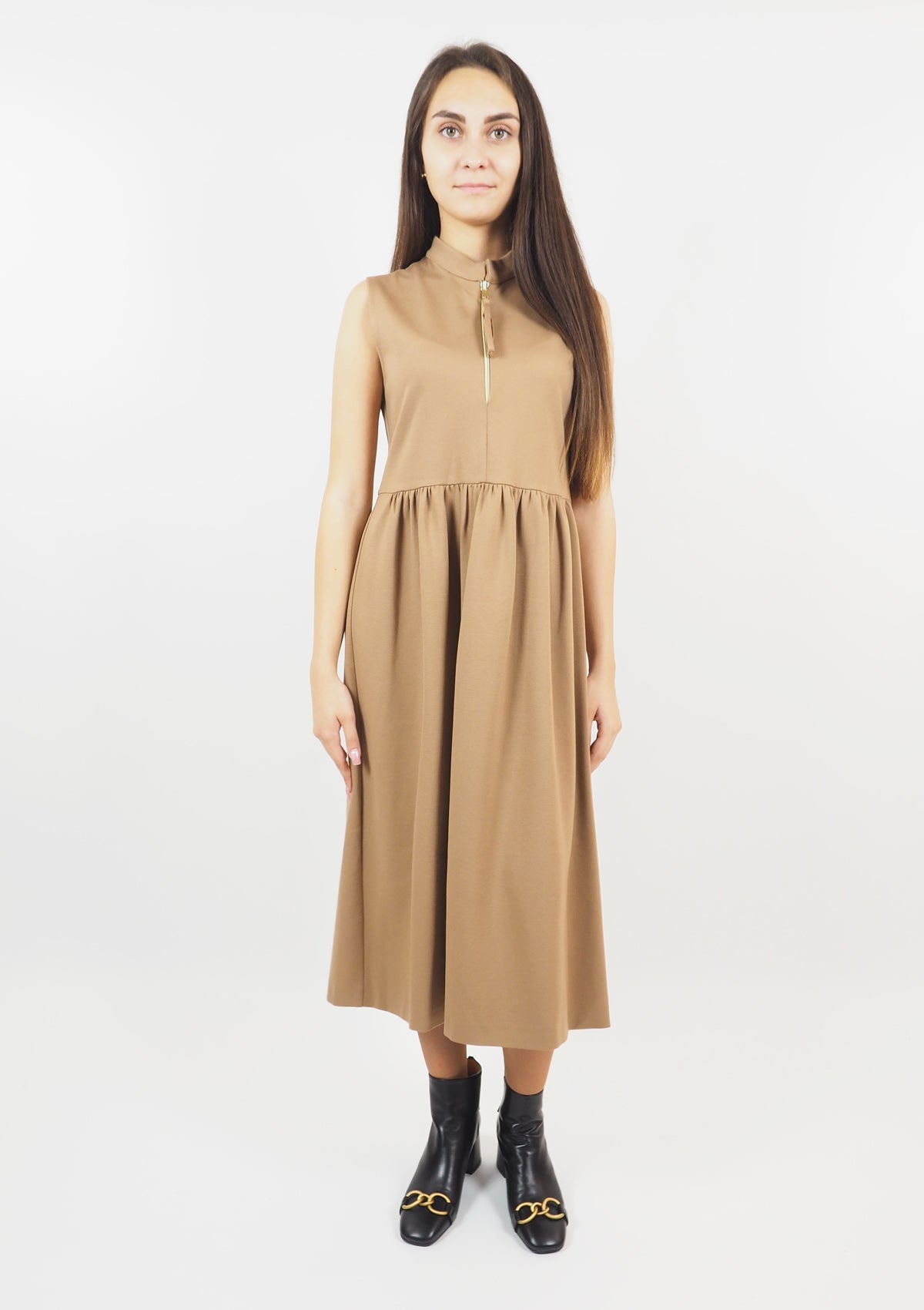 Damen Kleid aus Viskose in Caramel - Abito Damen Kleid SHIRTAPORTER