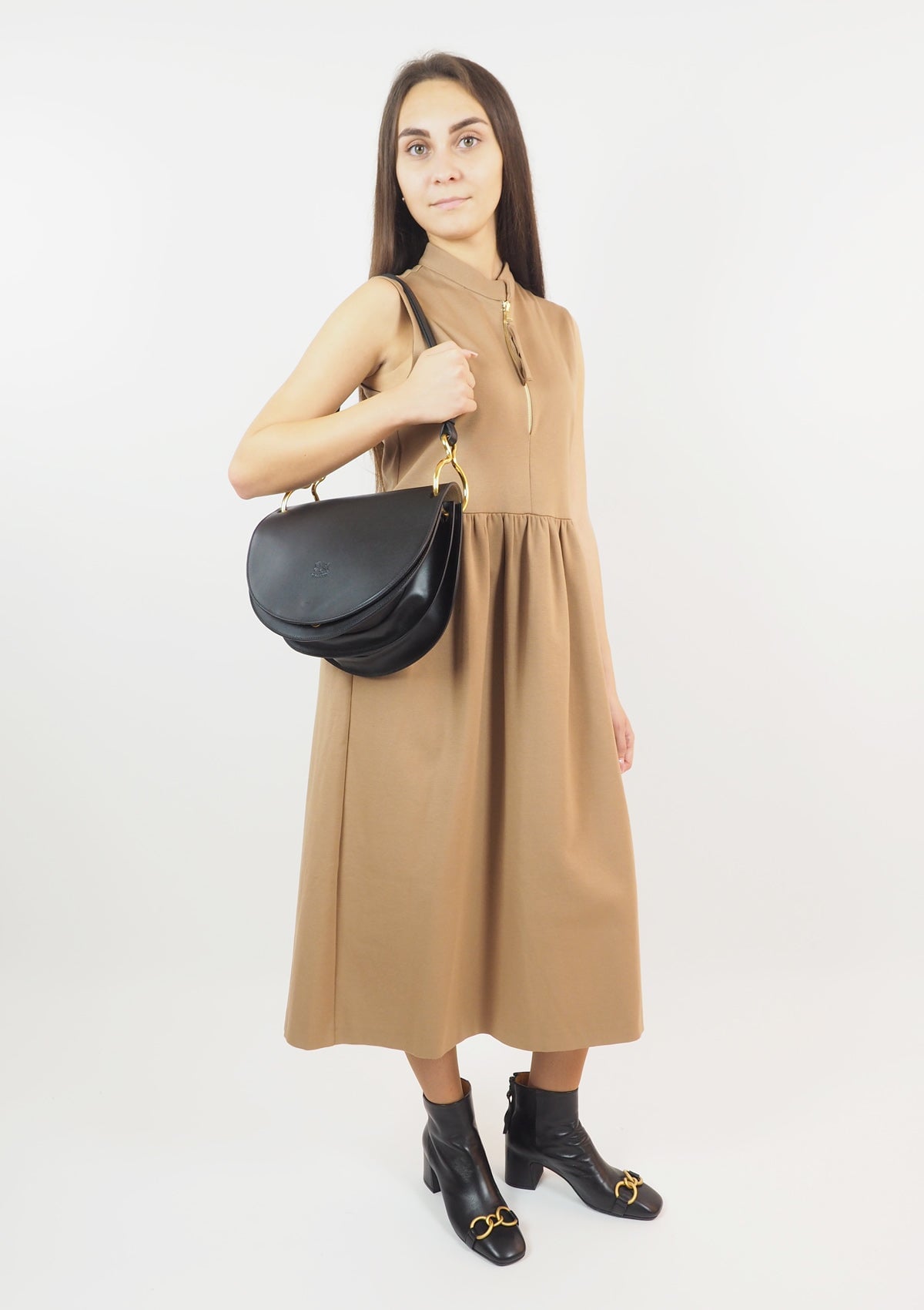 Damen Kleid aus Viskose in Caramel - Abito Damen Kleid SHIRTAPORTER