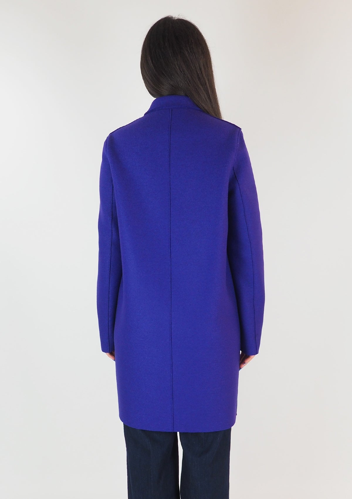 Damen Kokonmantel aus gepresster Wolle in Lila Damen Mantel Harris Wharf London