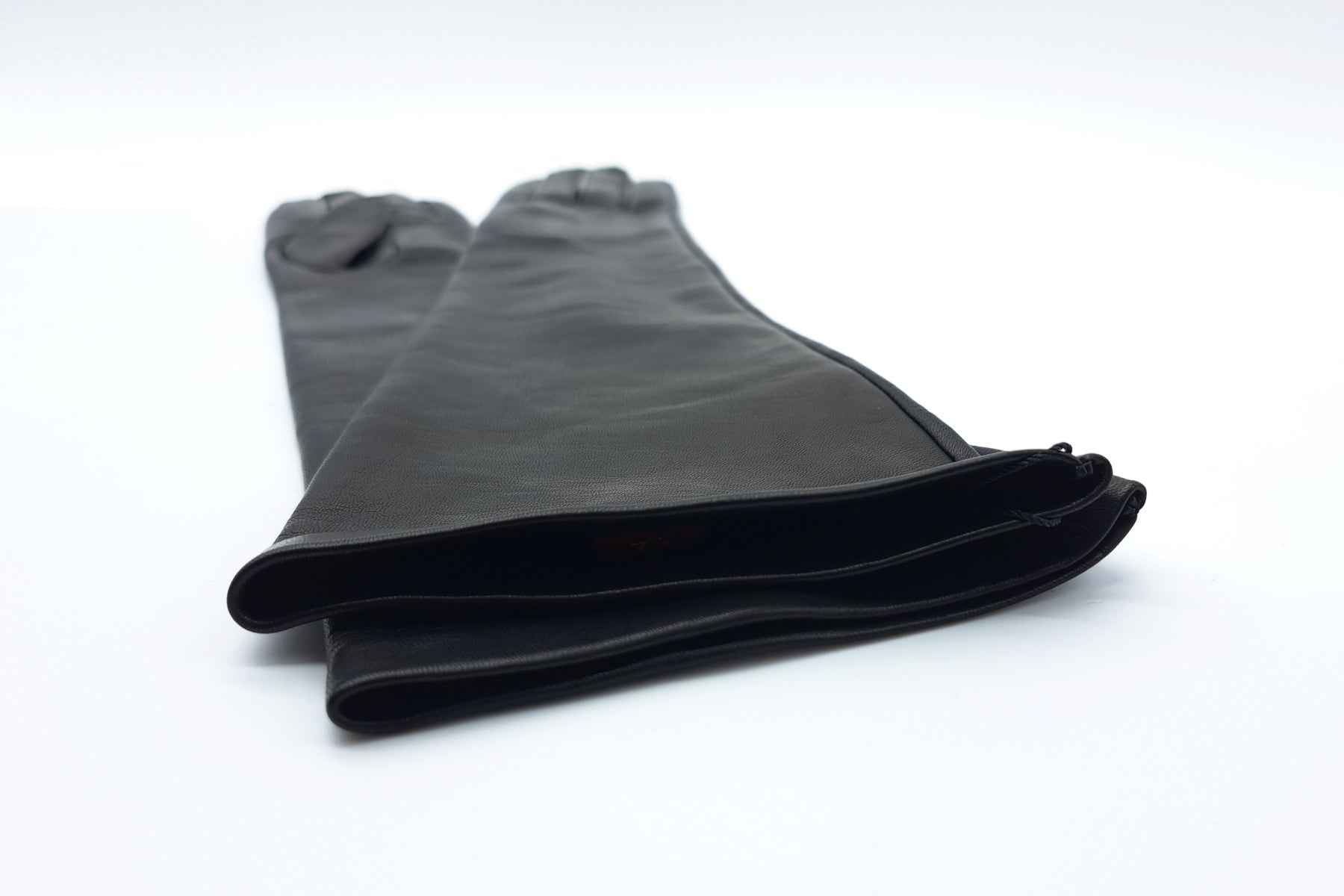 Damen Langschaft-Handschuhe aus Leder in Schwarz - Innenfutter Seide Damen Handschuhe Caridei