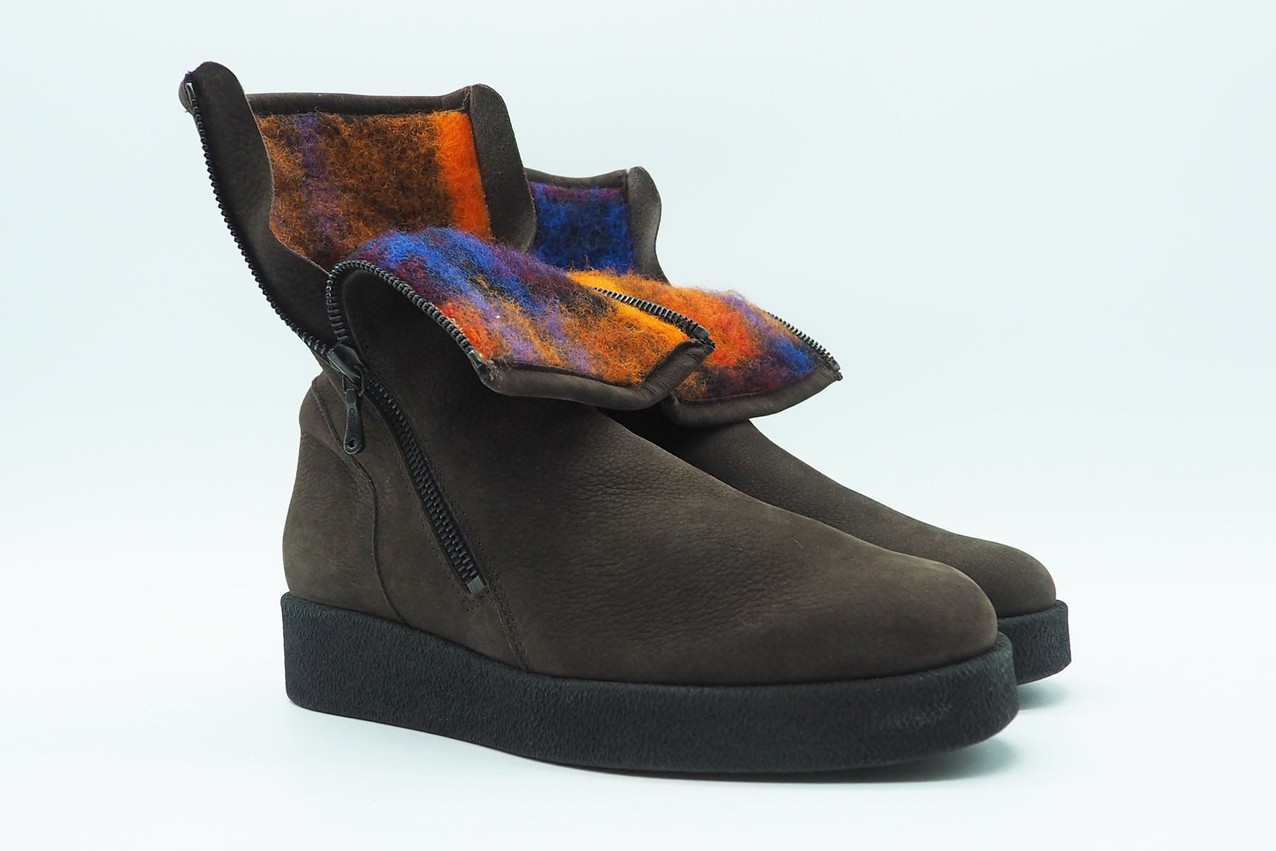 Damen Langschaft-Stiefelette "Comsho" aus Nubukleder & Innenfutter aus Wolle in Dunkelbraun Damen Stiefeletten Arche