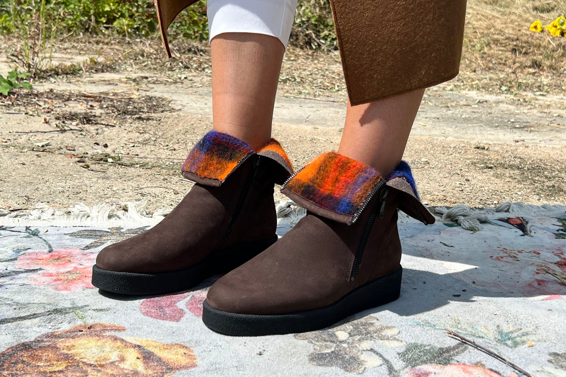 Damen Langschaft-Stiefelette "Comsho" aus Nubukleder & Innenfutter aus Wolle in Dunkelbraun Damen Stiefeletten Arche