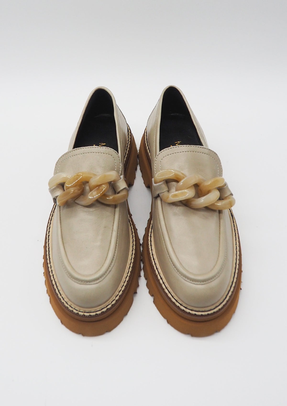 Damen Loafer aus Leder in Beige - Absatz 5cm Damen Loafers & Schnürer Maripé
