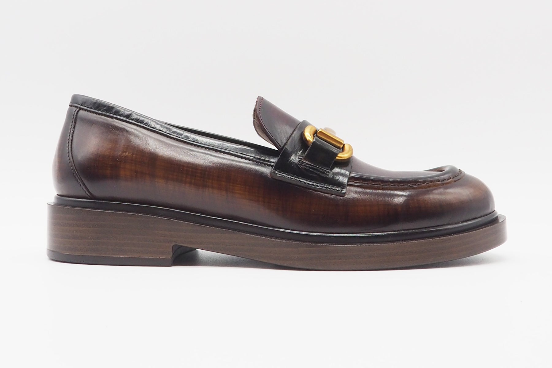 Damen Loafer aus Leder in Braun - Holzoptik - Absatz 2cm Damen Loafers & Schnürer Pons Quintana