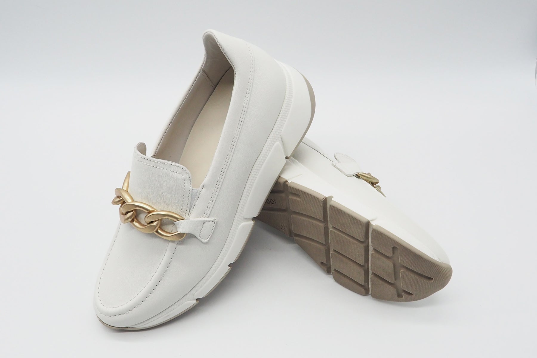 Damen Loafer aus Leder in Weiß - Absatz 4,5cm Damen Loafers & Schnürer Gabor