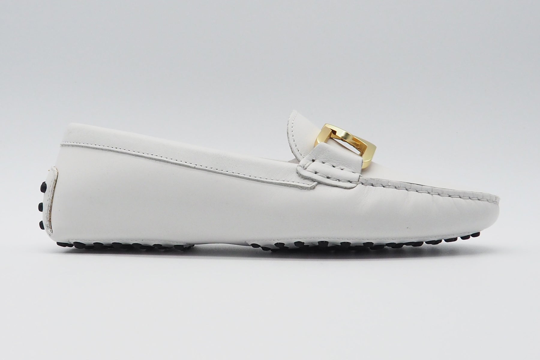 Damen Loafer aus Leder in Weiß - Goldspange Damen Loafers & Schnürer Conte V