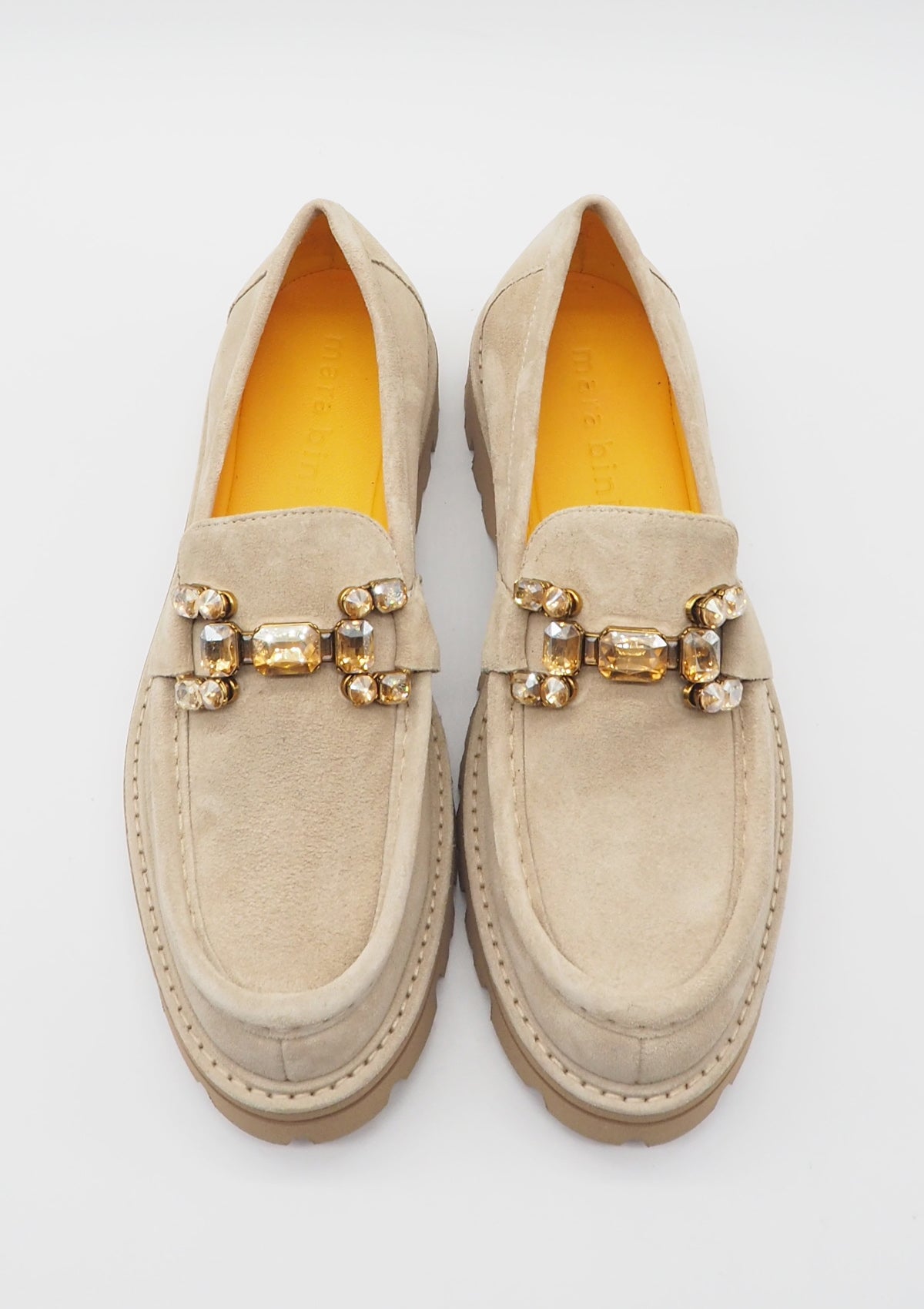 Damen Loafer aus Veloursleder in Beige - Frida - Absatz 2cm Damen Loafers & Schnürer Mara Bini