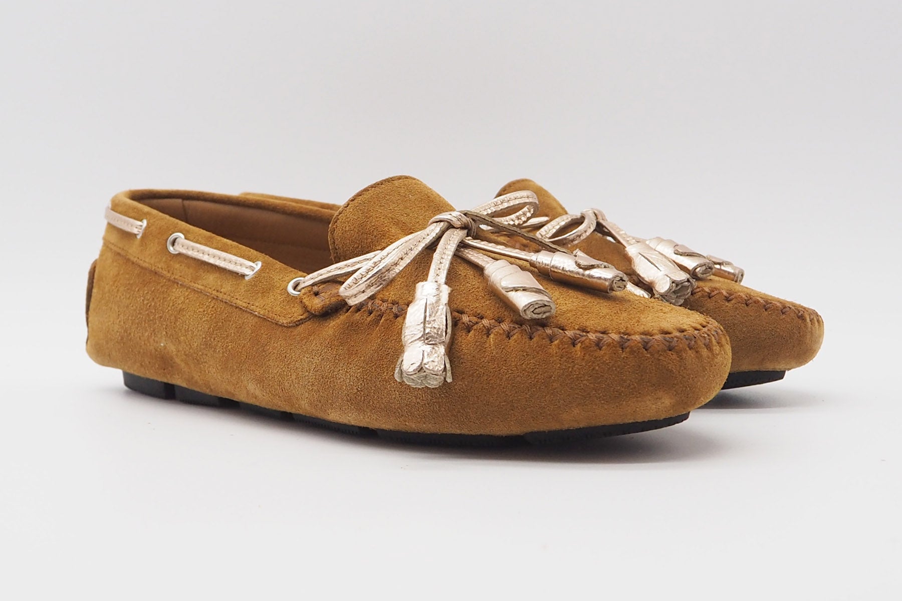 Damen Loafer aus Veloursleder in Cognac & Rosé Damen Loafers & Schnürer Conte V