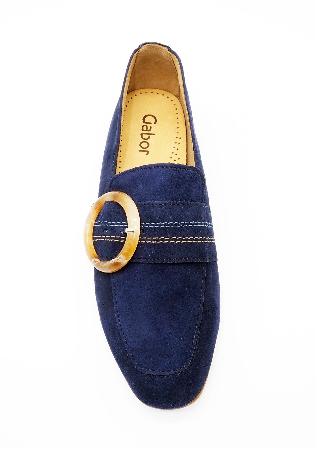 Damen Loafer in Mitternachtsblau mit naturfarbiger Schildpathschnalle Damen Loafers Gabor