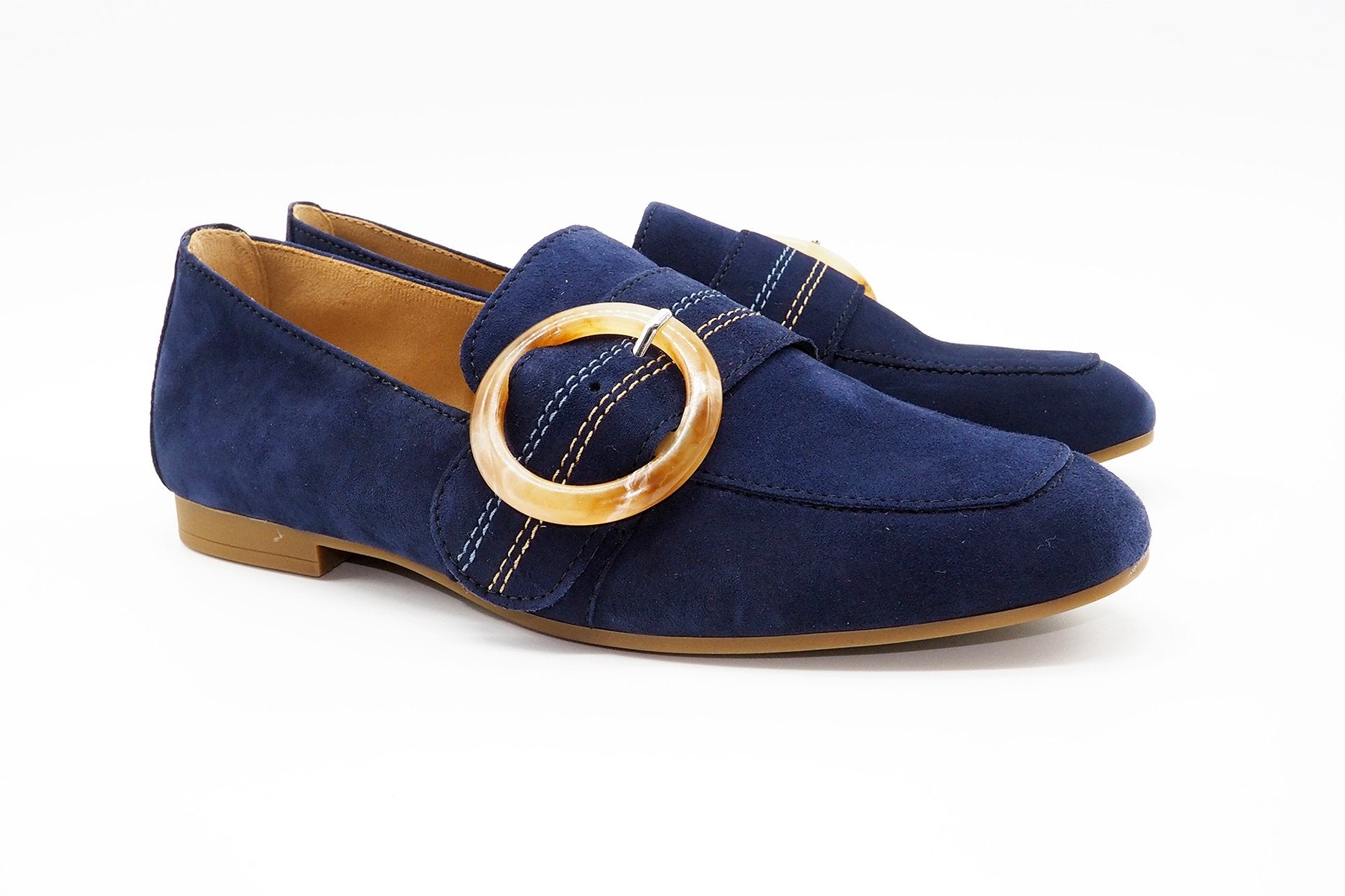 Damen Loafer in Mitternachtsblau mit naturfarbiger Schildpathschnalle Damen Loafers Gabor