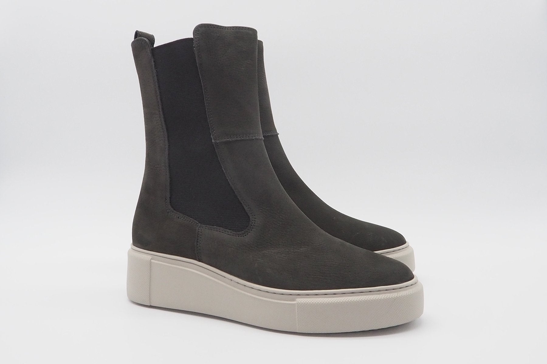 Damen Long Chelsea Boot aus Nubukleder in Dunkelgrau Damen Boots Paul Green