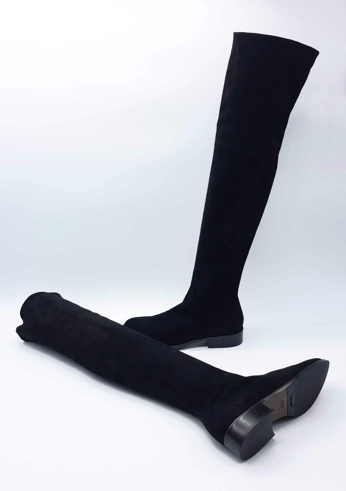 Damen Overknee-Stiefel aus Veloursleder in Schwarz - Absatz 3cm Damen Stiefel Lorenzo Masiero