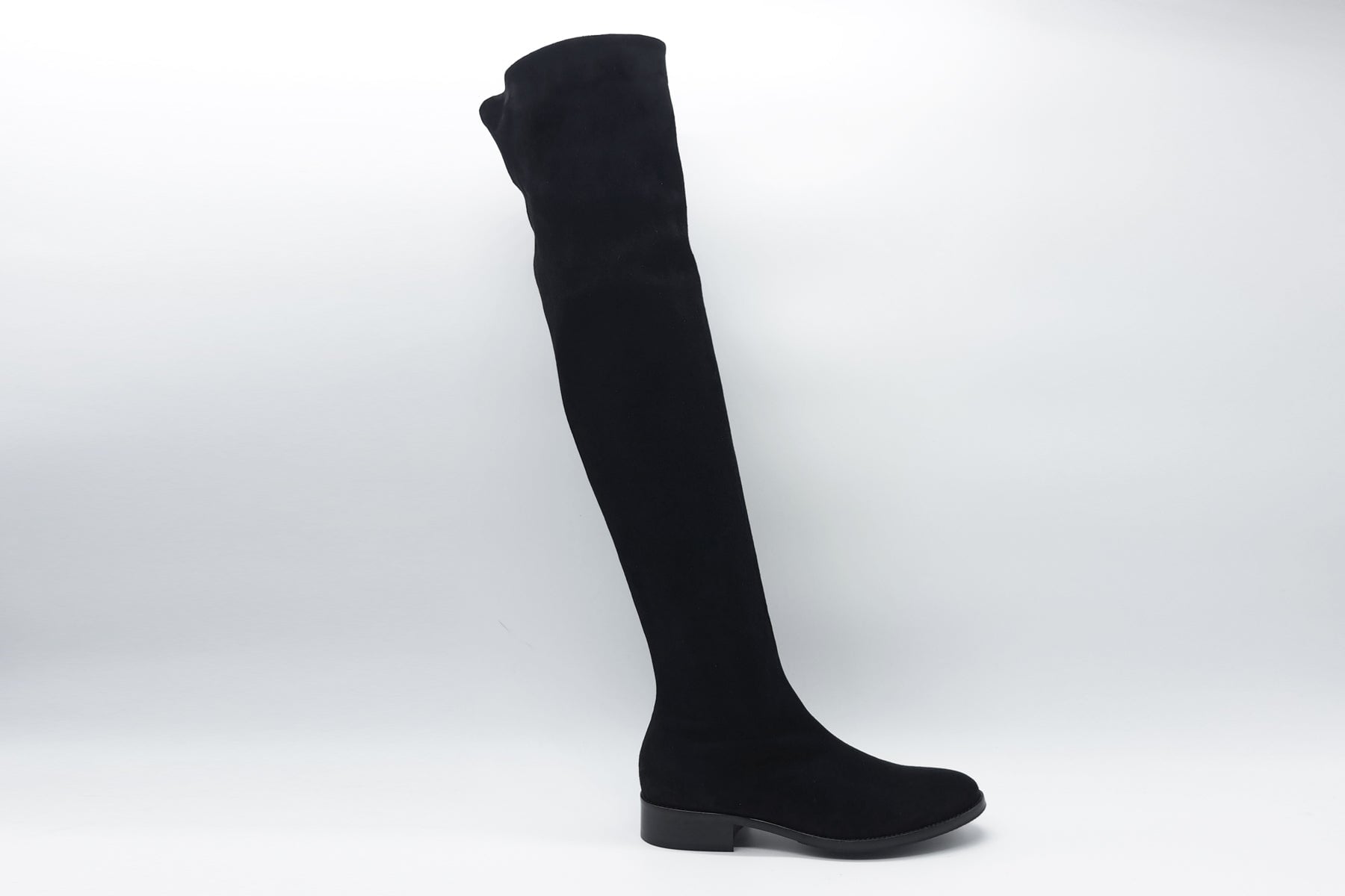 Damen Overknee-Stiefel aus Veloursleder in Schwarz - Absatz 3cm Damen Stiefel Lorenzo Masiero