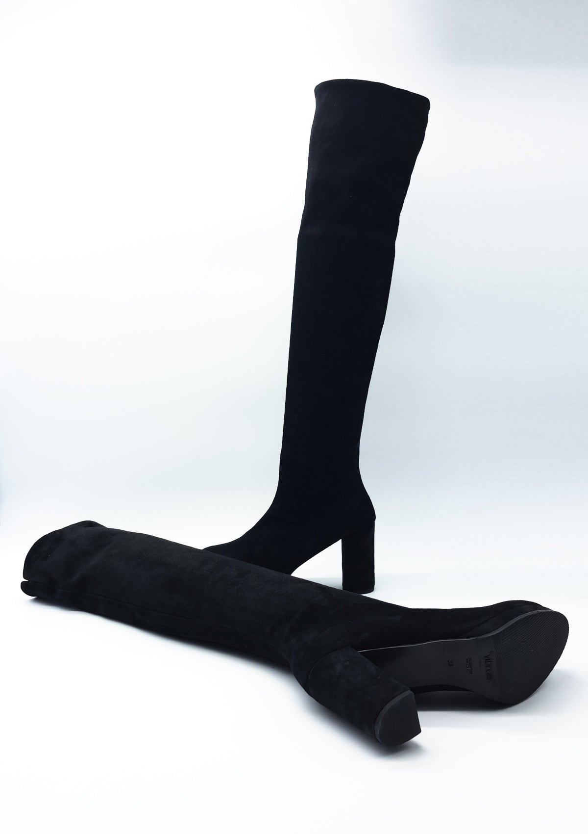 Damen Overknee-Stiefel aus Veloursleder in Schwarz - Absatz 8cm Damen Stiefel Lorenzo Masiero