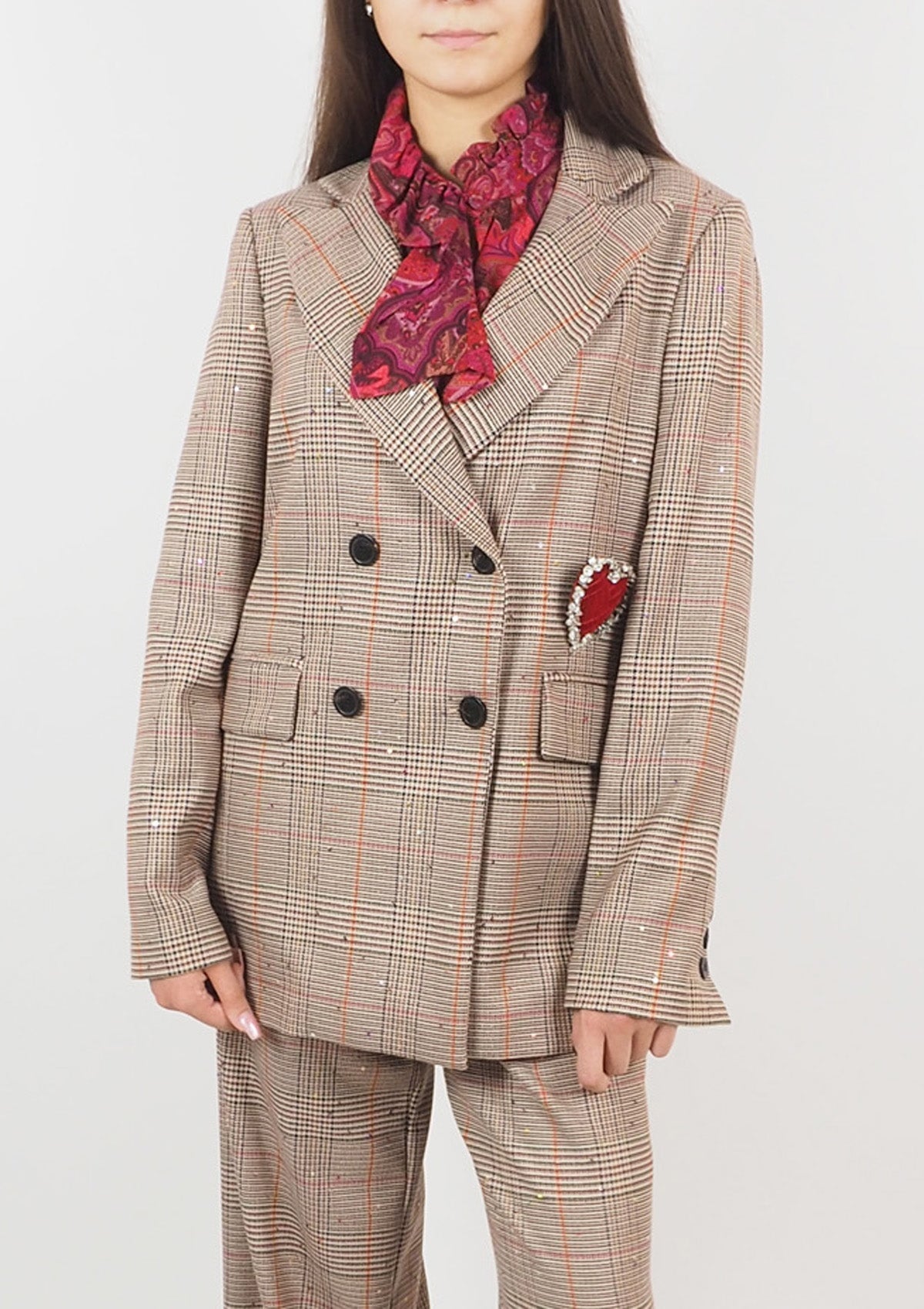 Damen Oversize-Blazer aus Polyester mit Karomuster in Beige & Pink - Giacce Damen Blazer SHIRTAPORTER