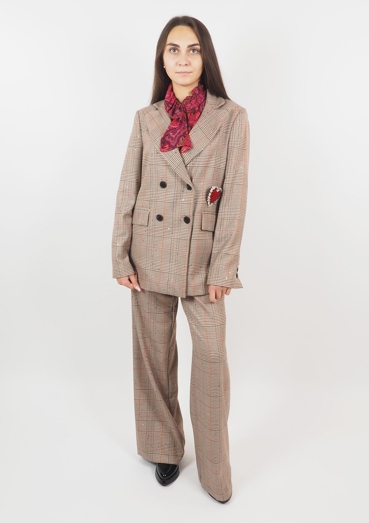 Damen Oversize-Blazer aus Polyester mit Karomuster in Beige & Pink - Giacce Damen Blazer SHIRTAPORTER