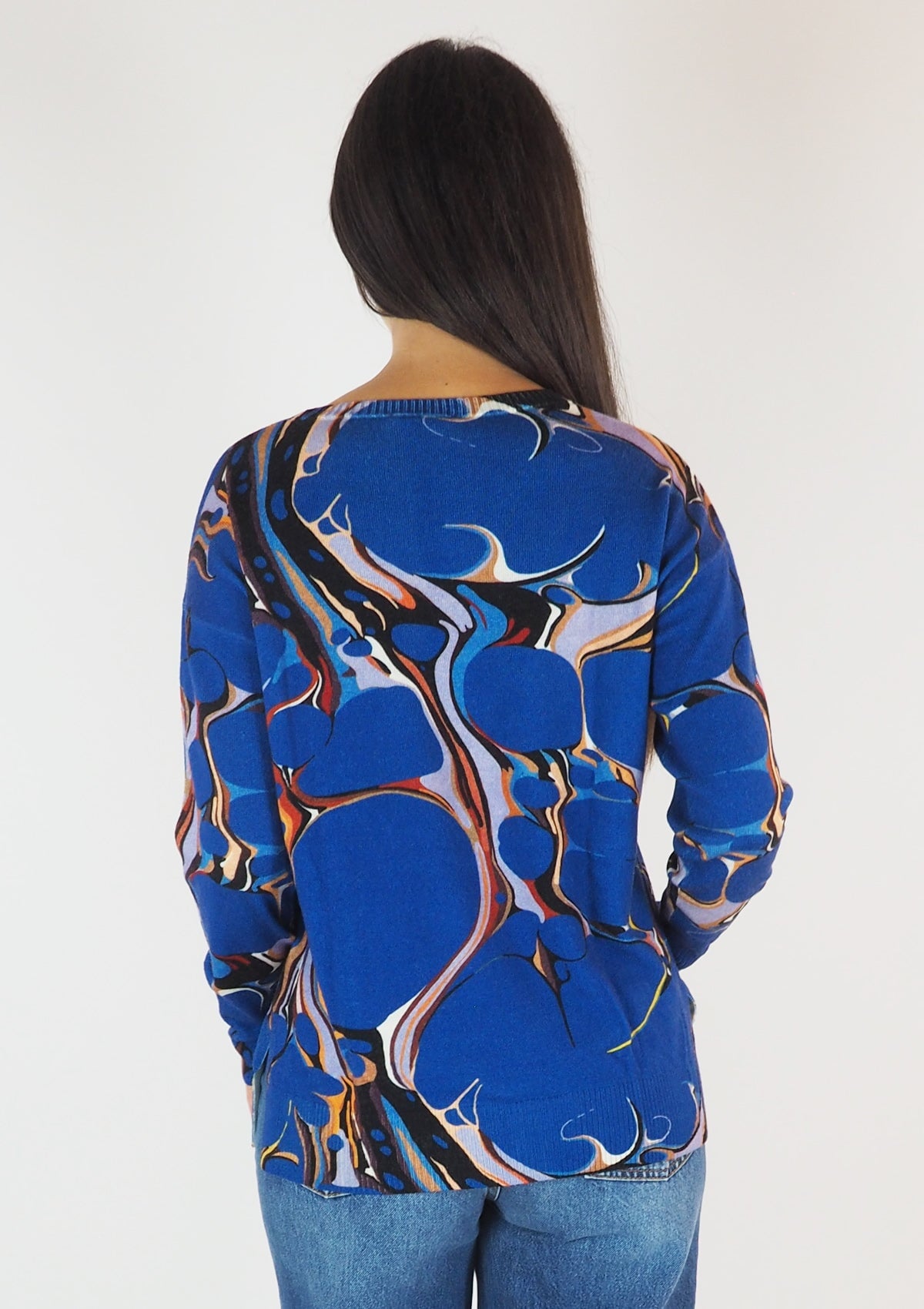 Damen Oversize-Pullover aus feiner Merino Wolle in Blau Damen Pullover in bed with you