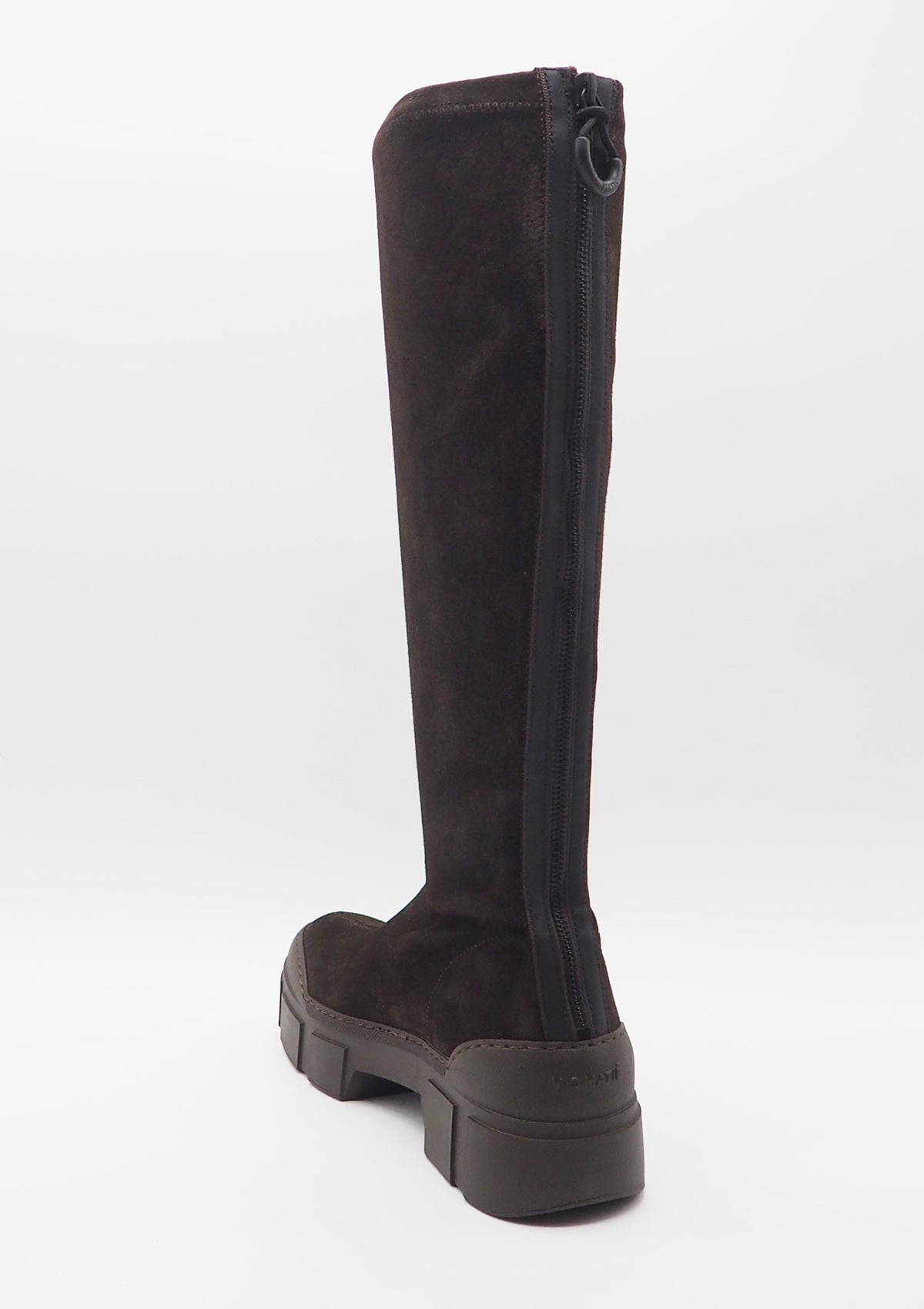 Damen Plateau-Stiefel aus Veloursleder in Dunkelbraun - Absatz 3,5cm Damen Stiefel Vic Matié