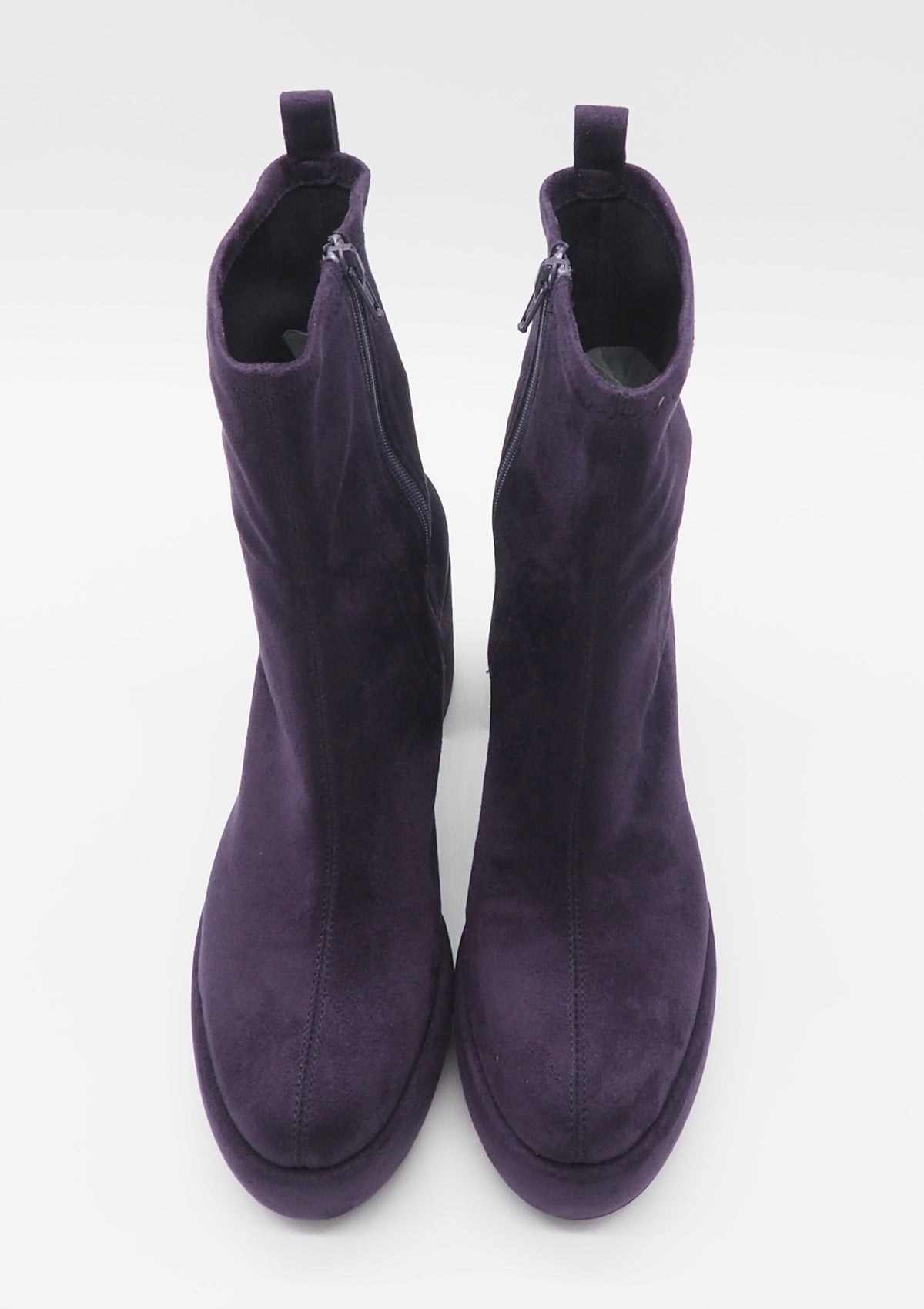 Damen Plateau-Stiefelette aus Samt-Stretch in Purple - Absatz 8cm Damen Stiefeletten Kennel & Schmenger