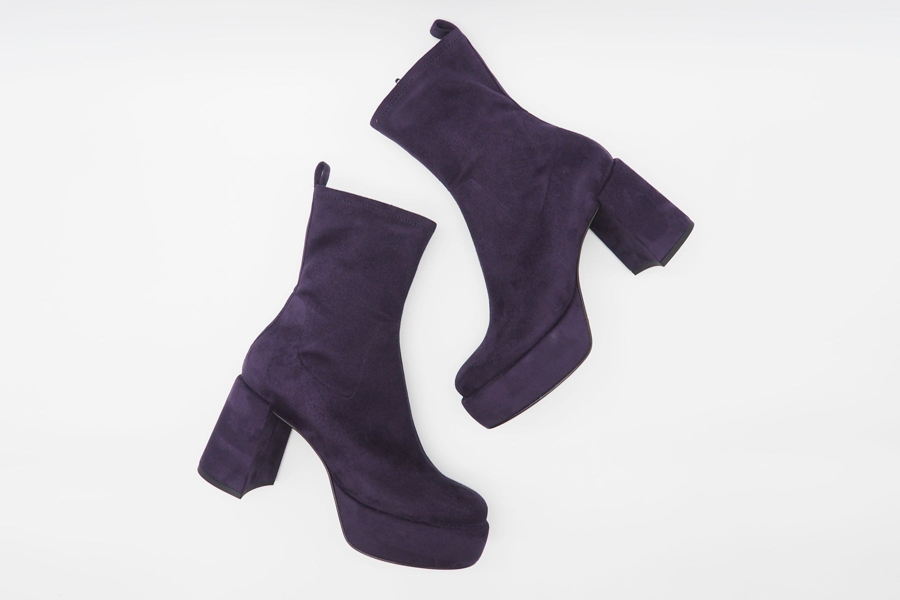 Damen Plateau-Stiefelette aus Samt-Stretch in Purple - Absatz 8cm Damen Stiefeletten Kennel & Schmenger