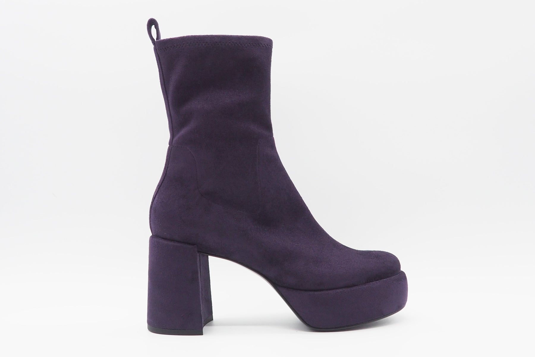 Damen Plateau-Stiefelette aus Samt-Stretch in Purple - Absatz 8cm Damen Stiefeletten Kennel & Schmenger