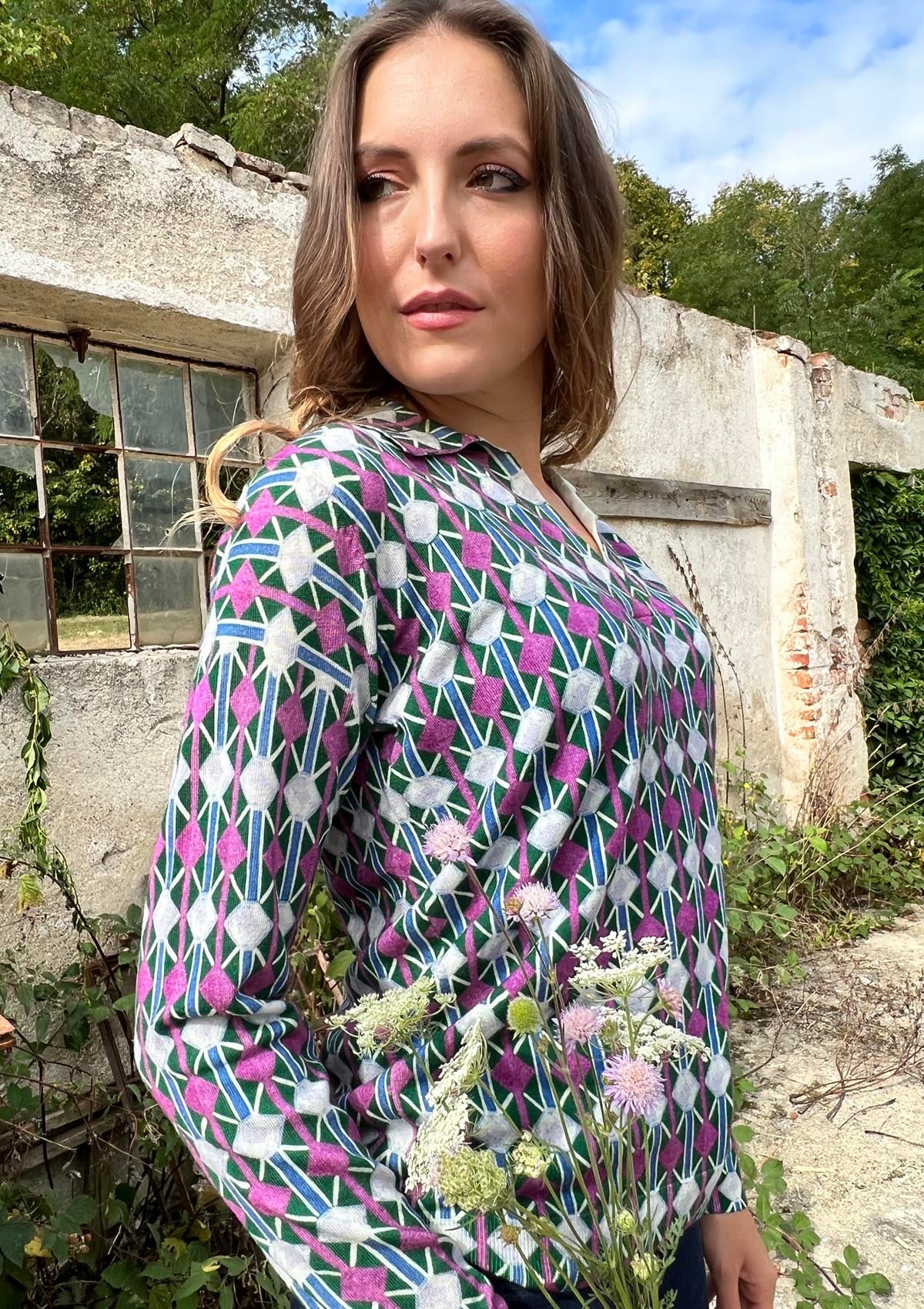 Damen Polo aus Merino Wolle in Rosa, Weiß, Grün & Hellblau - Stampata - Slim fit Damen Polo in bed with you