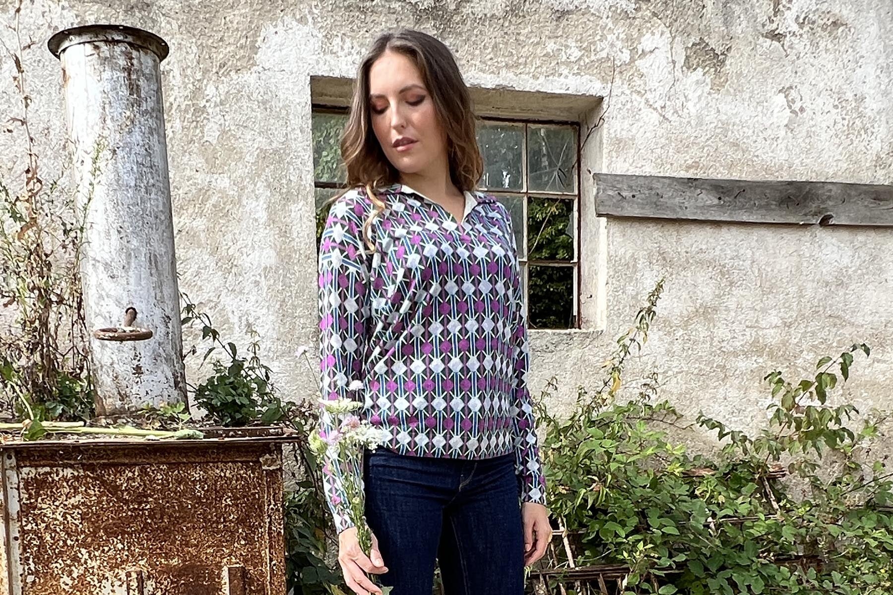 Damen Polo aus Merino Wolle in Rosa, Weiß, Grün & Hellblau - Stampata - Slim fit Damen Polo in bed with you