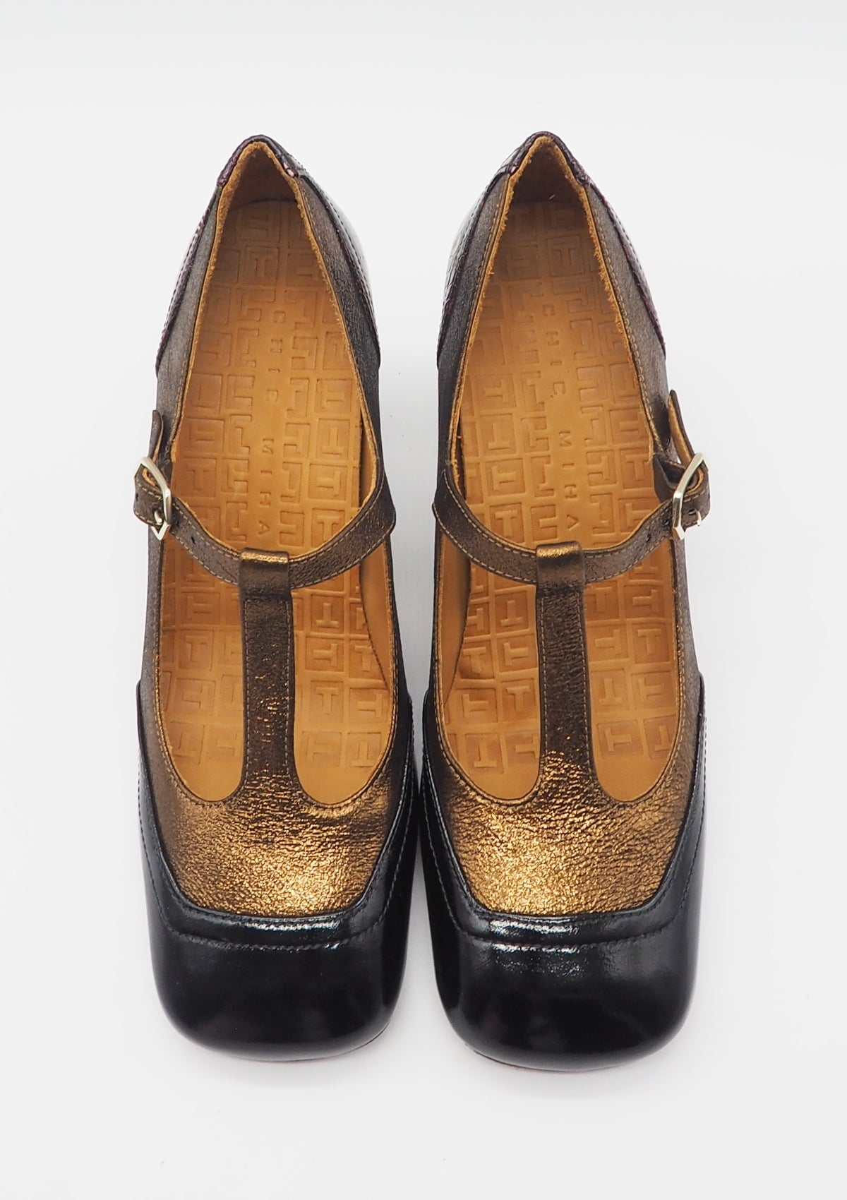 Damen Pumps aus Metallicleder & Leder in Bronze & Schwarz - Absatz 7cm - Pyru Damen Pumps & Slings Chie Mihara