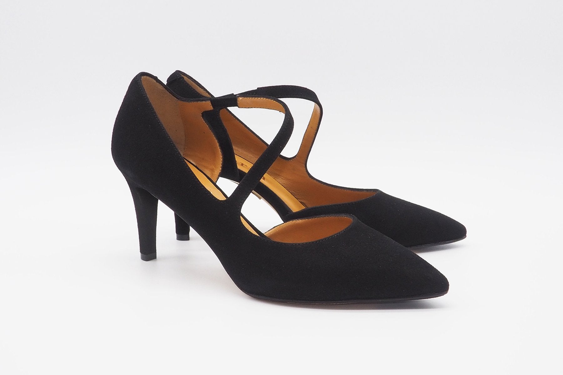 Damen Pumps mit Querbandage - Veloursleder in Tiefschwarz Damen Pumps & Slings Karin