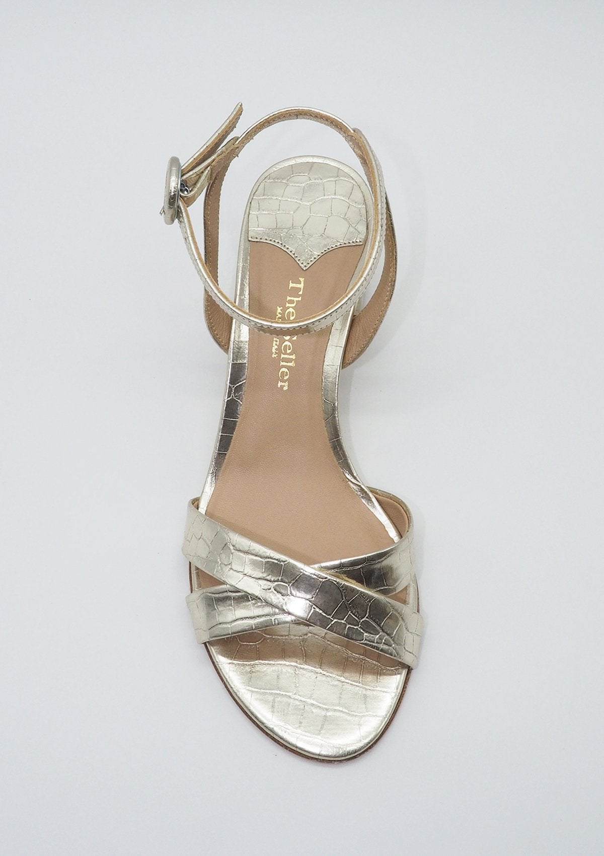 Damen Riemchensandale mit Fesselspange in Gold Damen Sandalen The Seller