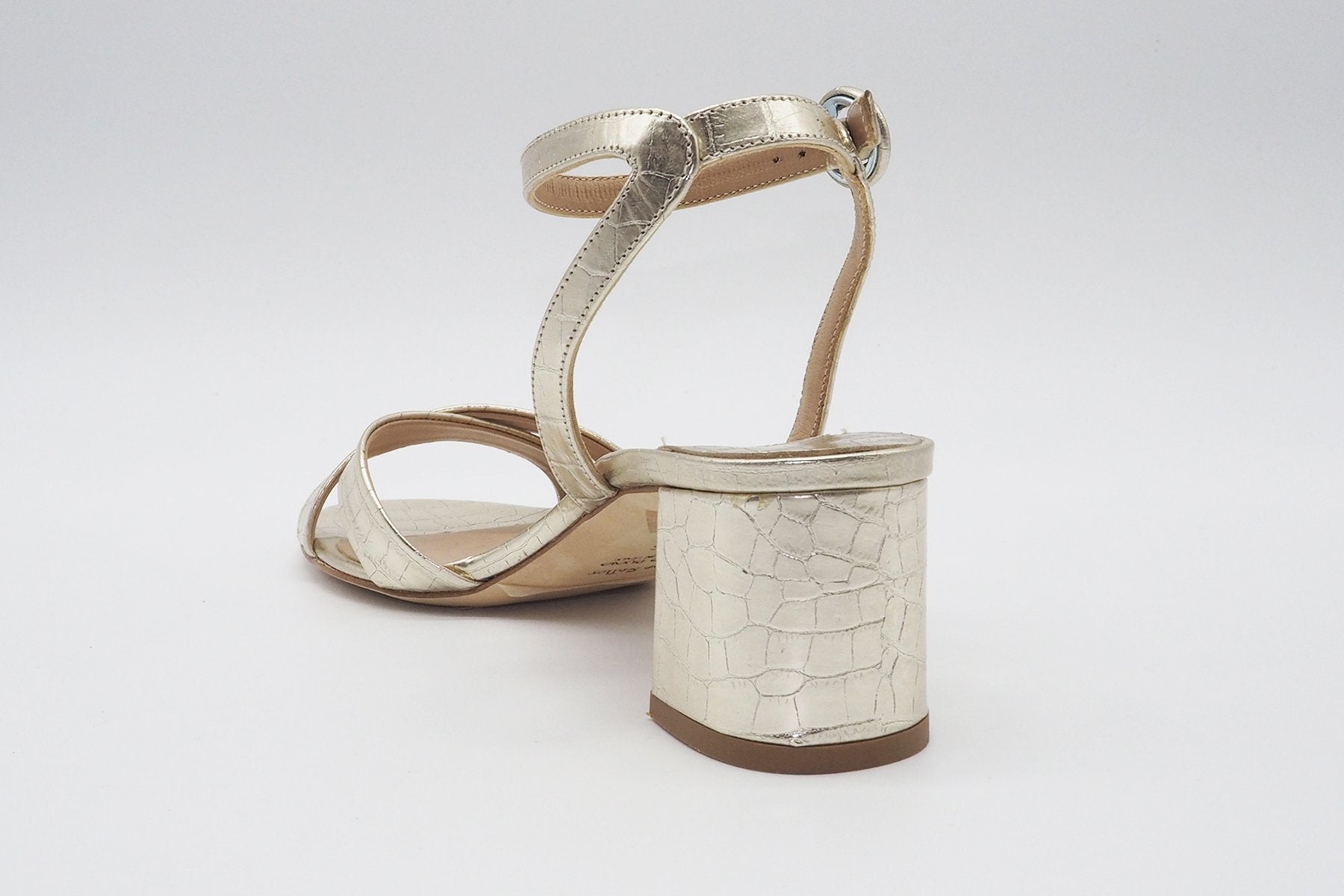 Damen Riemchensandale mit Fesselspange in Gold Damen Sandalen The Seller