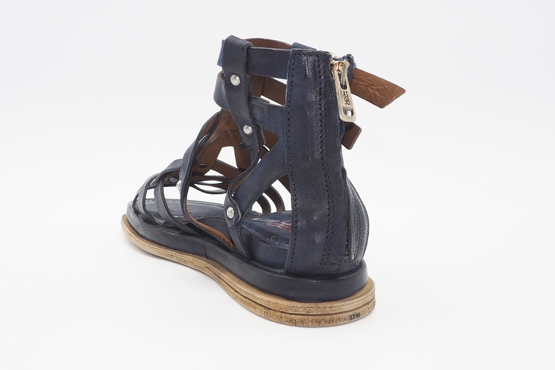 Damen Römersandale in dunkelblauem naturbelassenem Leder Damen Sandalen A.S. 98