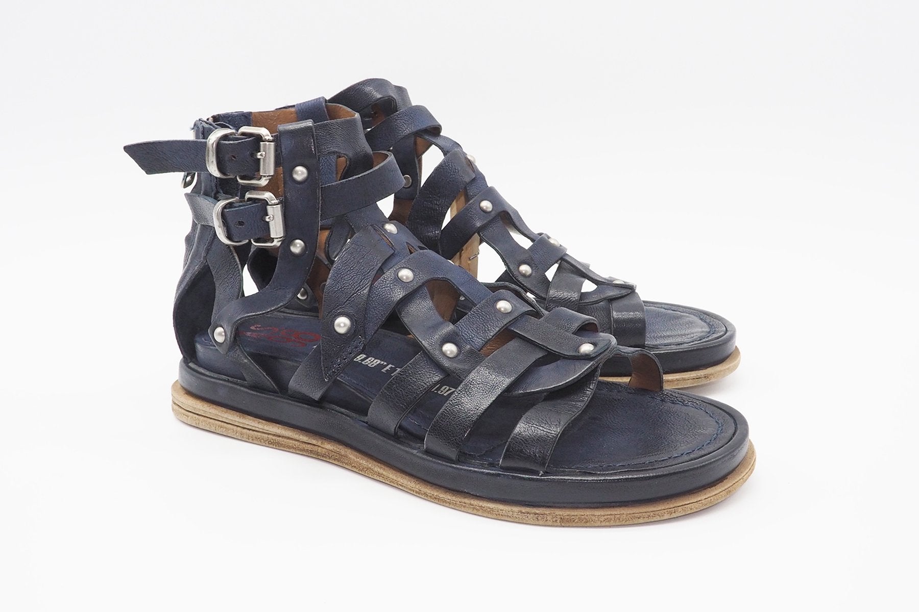 Damen Römersandale in dunkelblauem naturbelassenem Leder Damen Sandalen A.S. 98