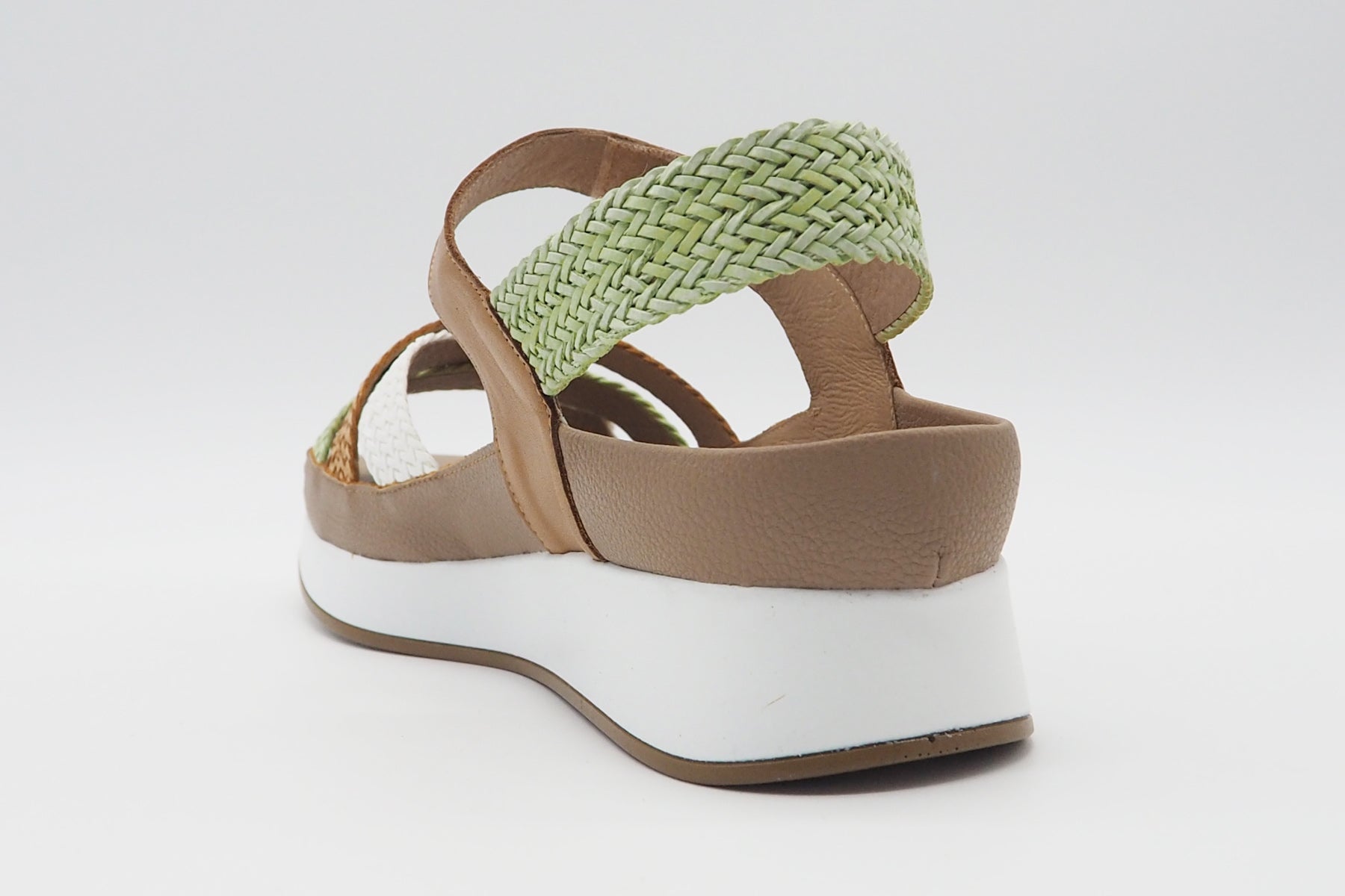 Damen Sandale aus geflochtenem Leder in Natur, Mint & Weiß - Absatz 2,5cm Damen Sandalen PieSanto