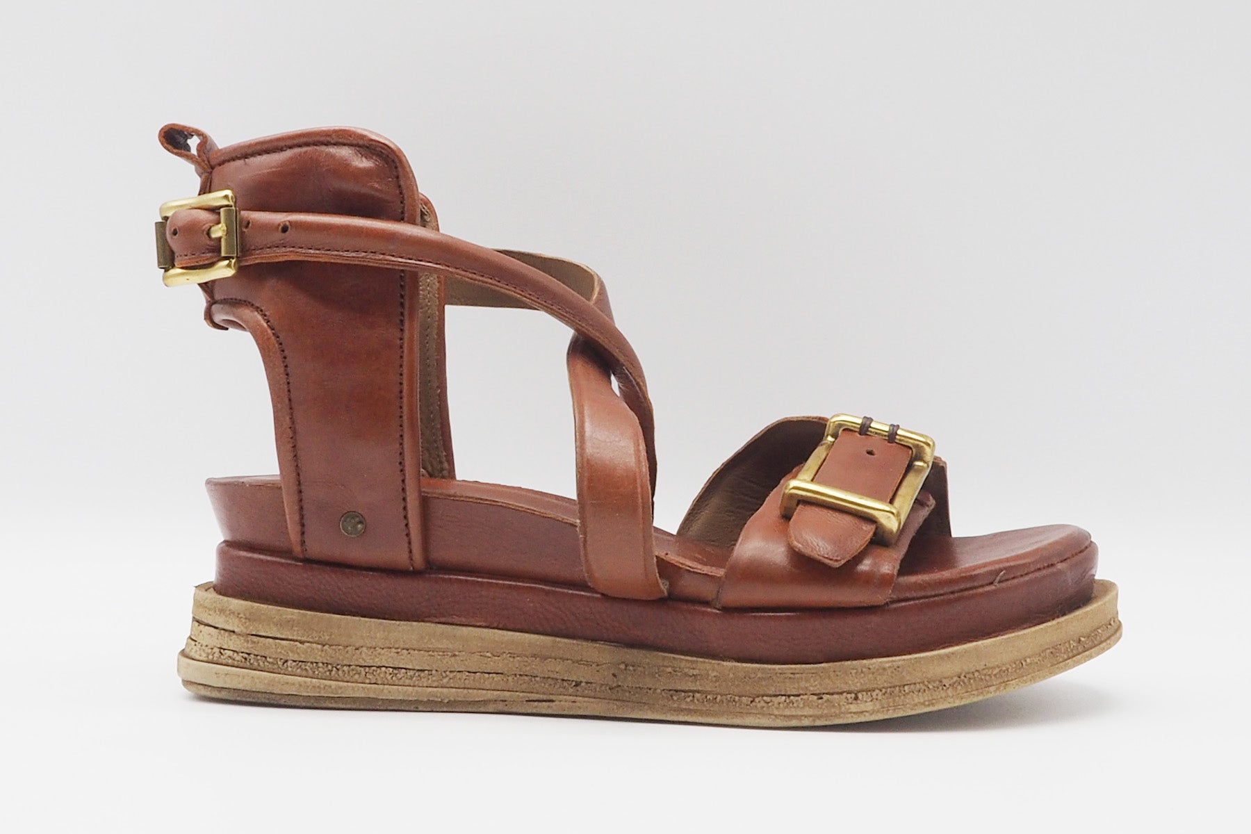 Damen Sandale aus gewaschenem Glattleder in Ziegelrot Damen Sandalen A.S. 98