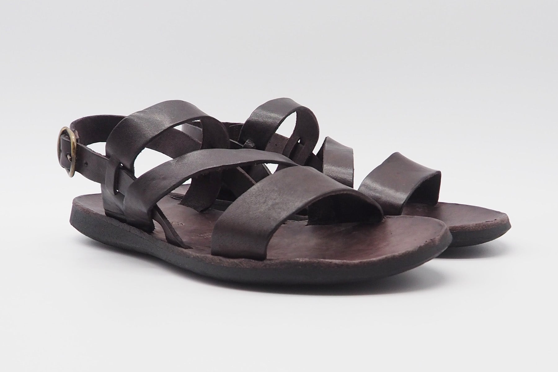 Damen Sandale aus Glattleder in Cafe Damen Sandalen Brador