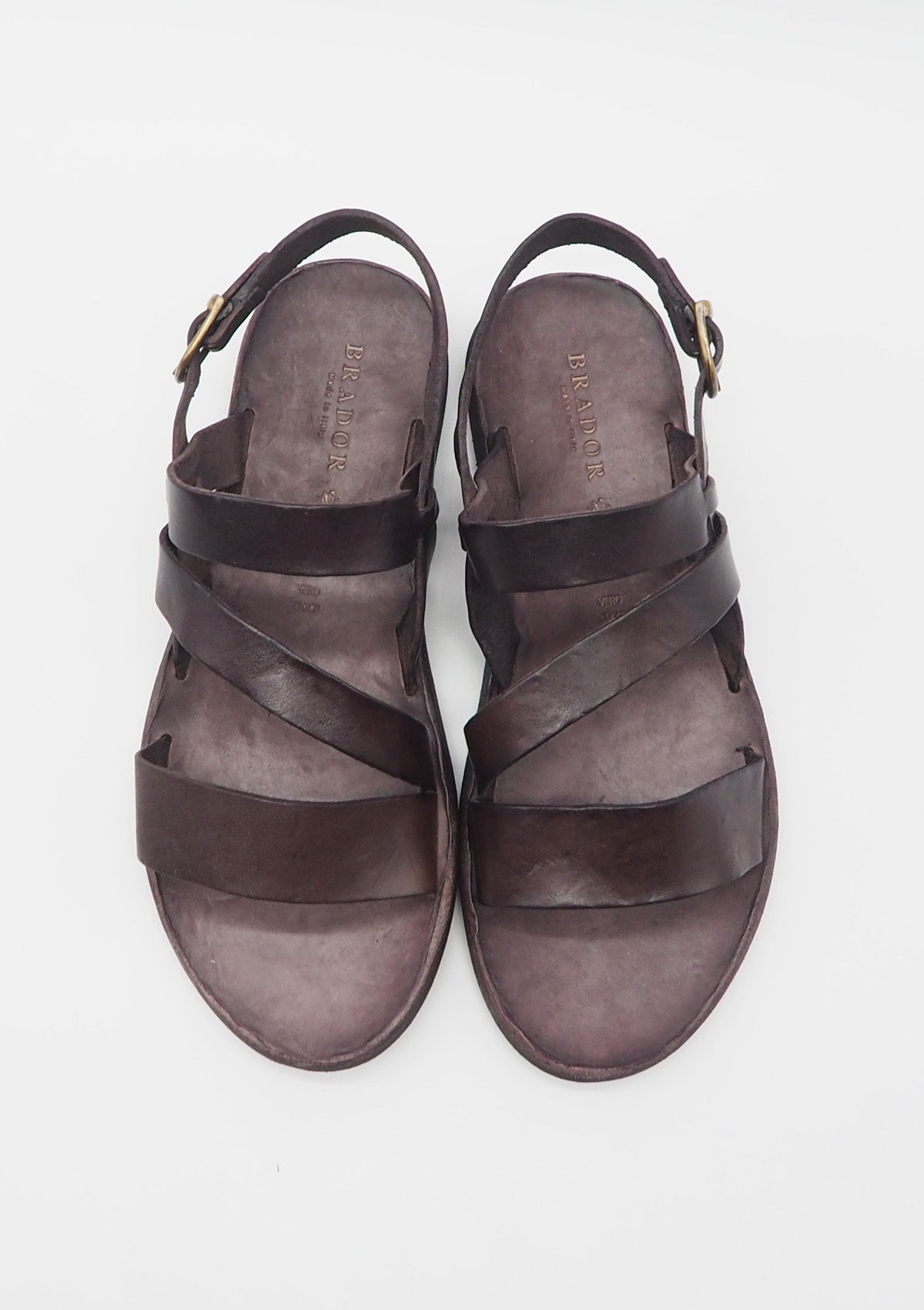 Damen Sandale aus Glattleder in Cafe Damen Sandalen Brador