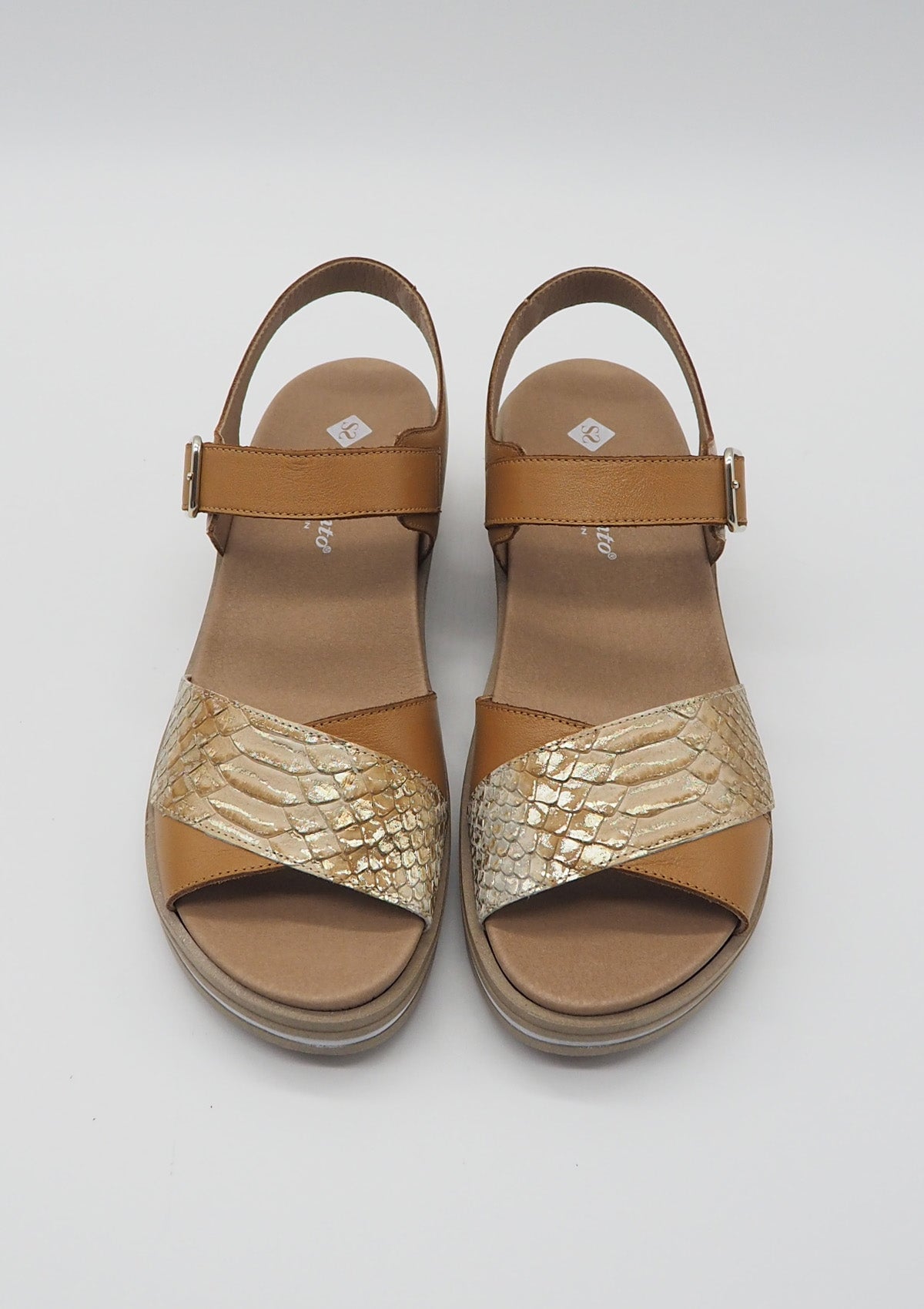 Damen Sandale aus Leder in Hellbraun - Absatz 3cm Damen Sandalen PieSanto