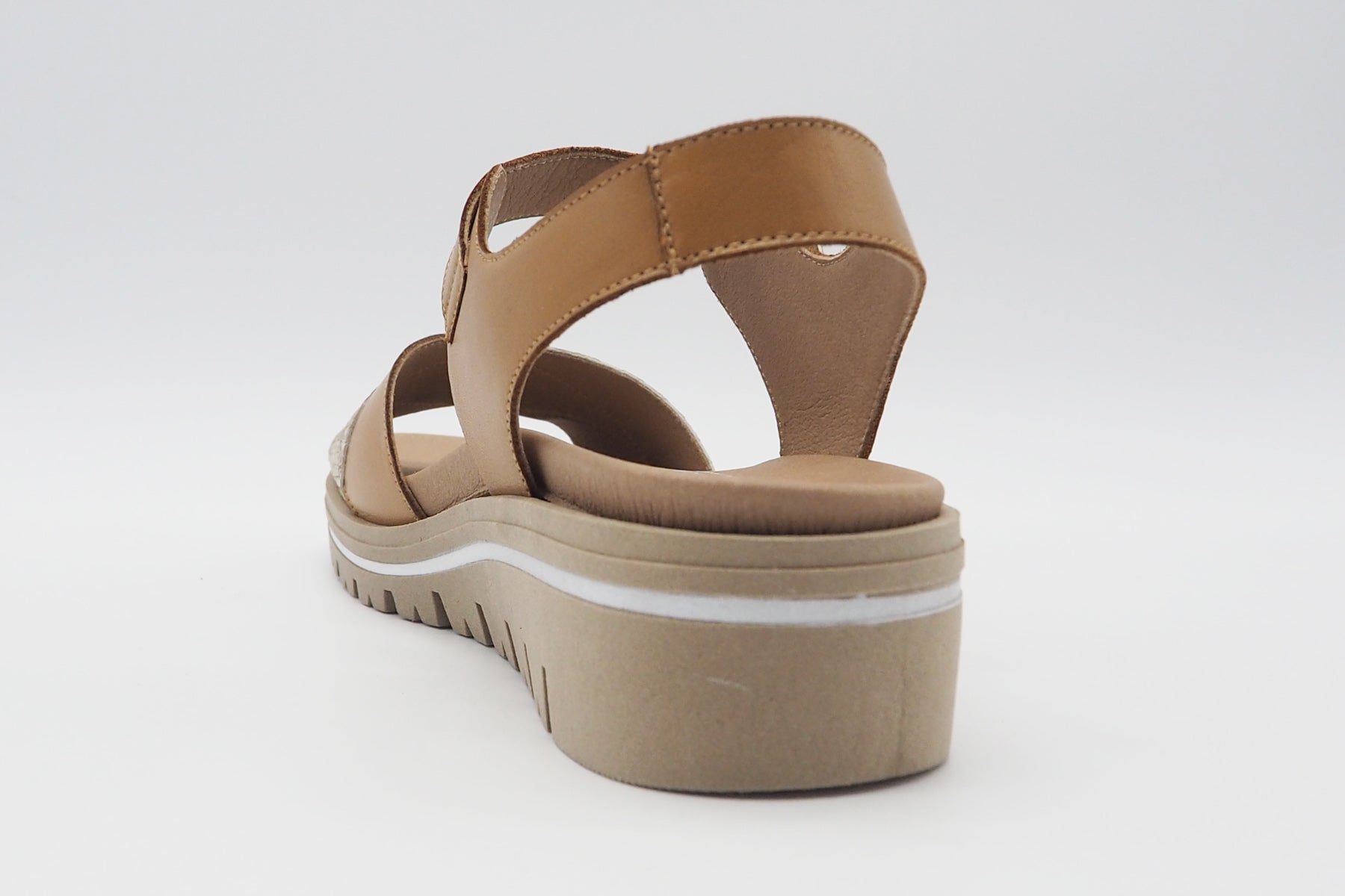 Damen Sandale aus Leder in Hellbraun - Absatz 3cm Damen Sandalen PieSanto