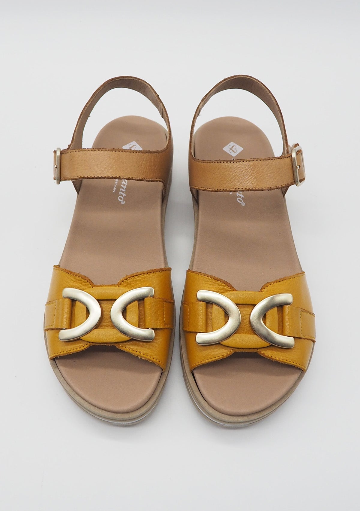 Damen Sandale aus Leder in Natur & Curry - Absatz 3cm Damen Sandalen PieSanto