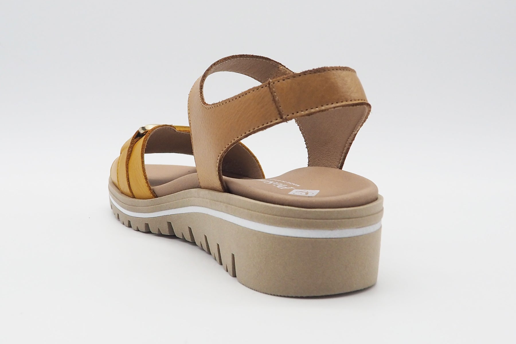 Damen Sandale aus Leder in Natur & Curry - Absatz 3cm Damen Sandalen PieSanto