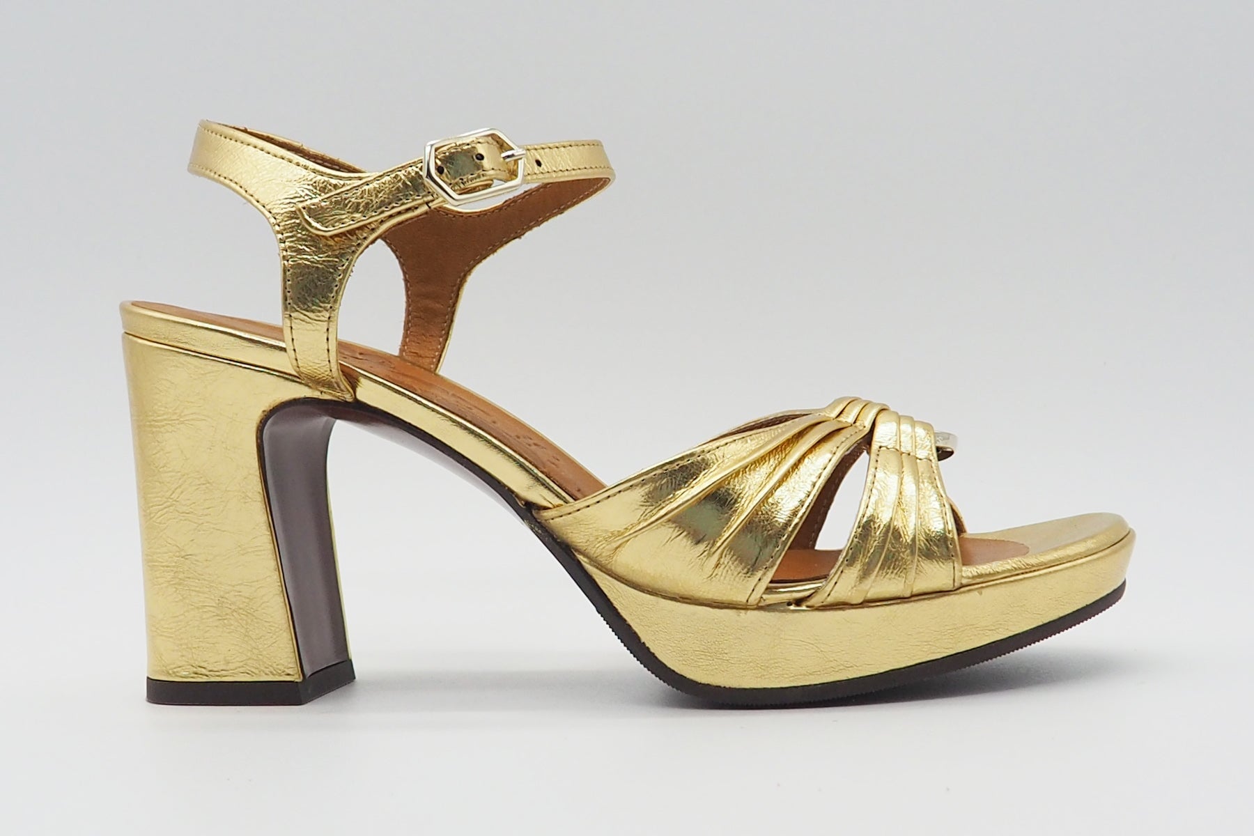 Damen Sandale aus Metallicleder in Gold - Absatz 8,5cm Damen Sandalen Chie Mihara