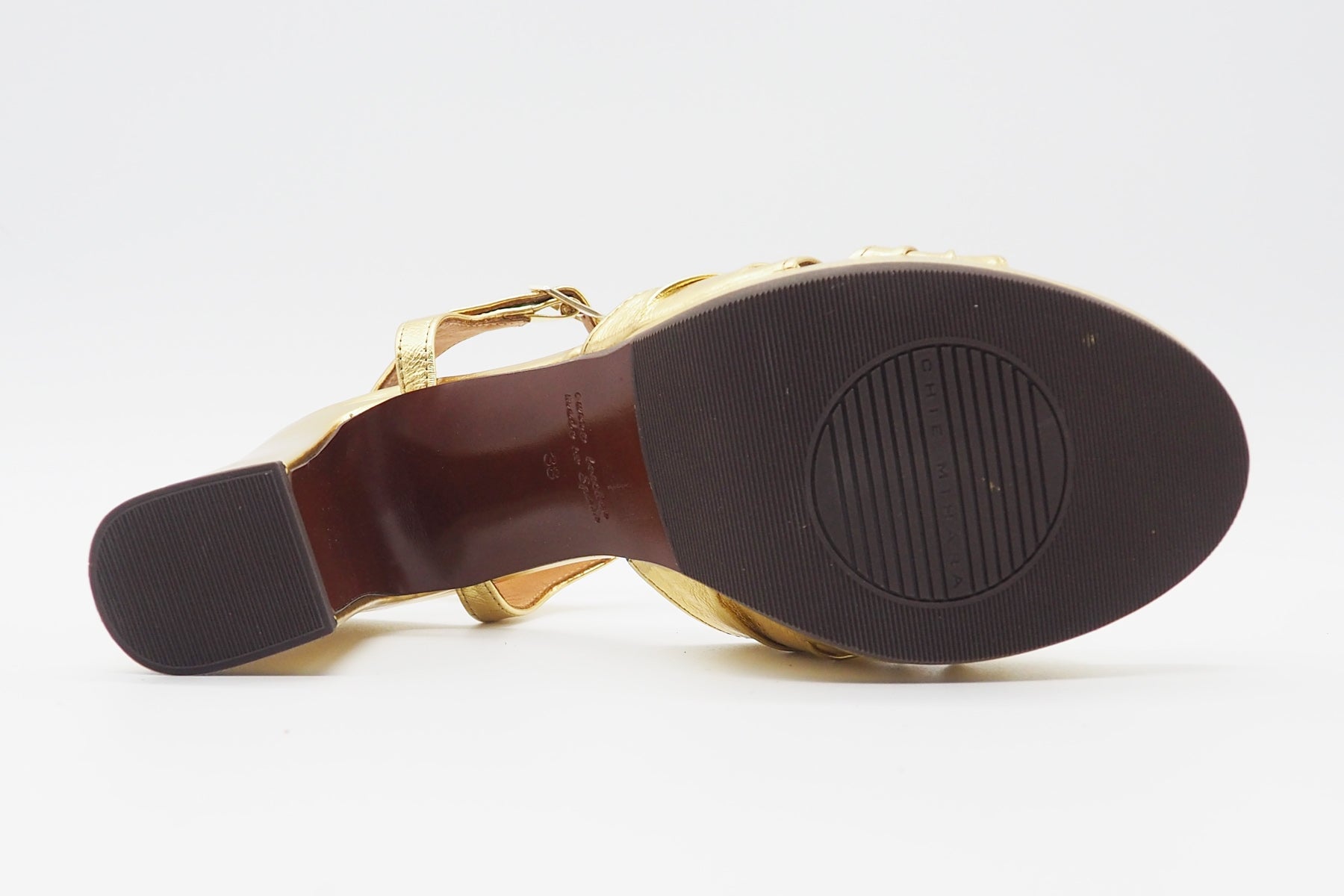 Damen Sandale aus Metallicleder in Gold - Absatz 8,5cm Damen Sandalen Chie Mihara