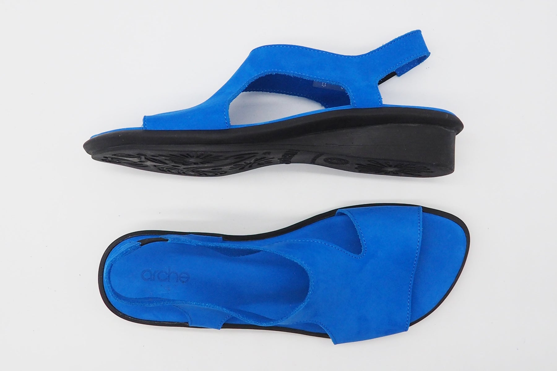 Damen Sandale aus Nubukleder in Blau - Absatz 3cm - Saoxxi Damen Sandalen Arche