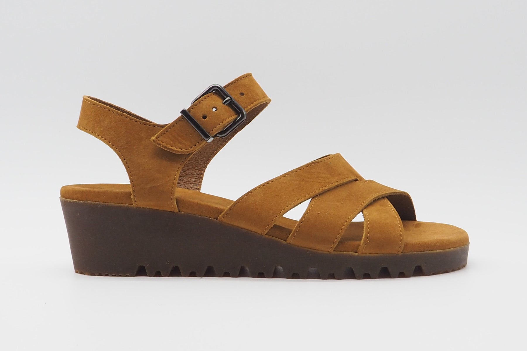 Damen Sandale aus Nubukleder in Caramel Damen Sandalen Arche